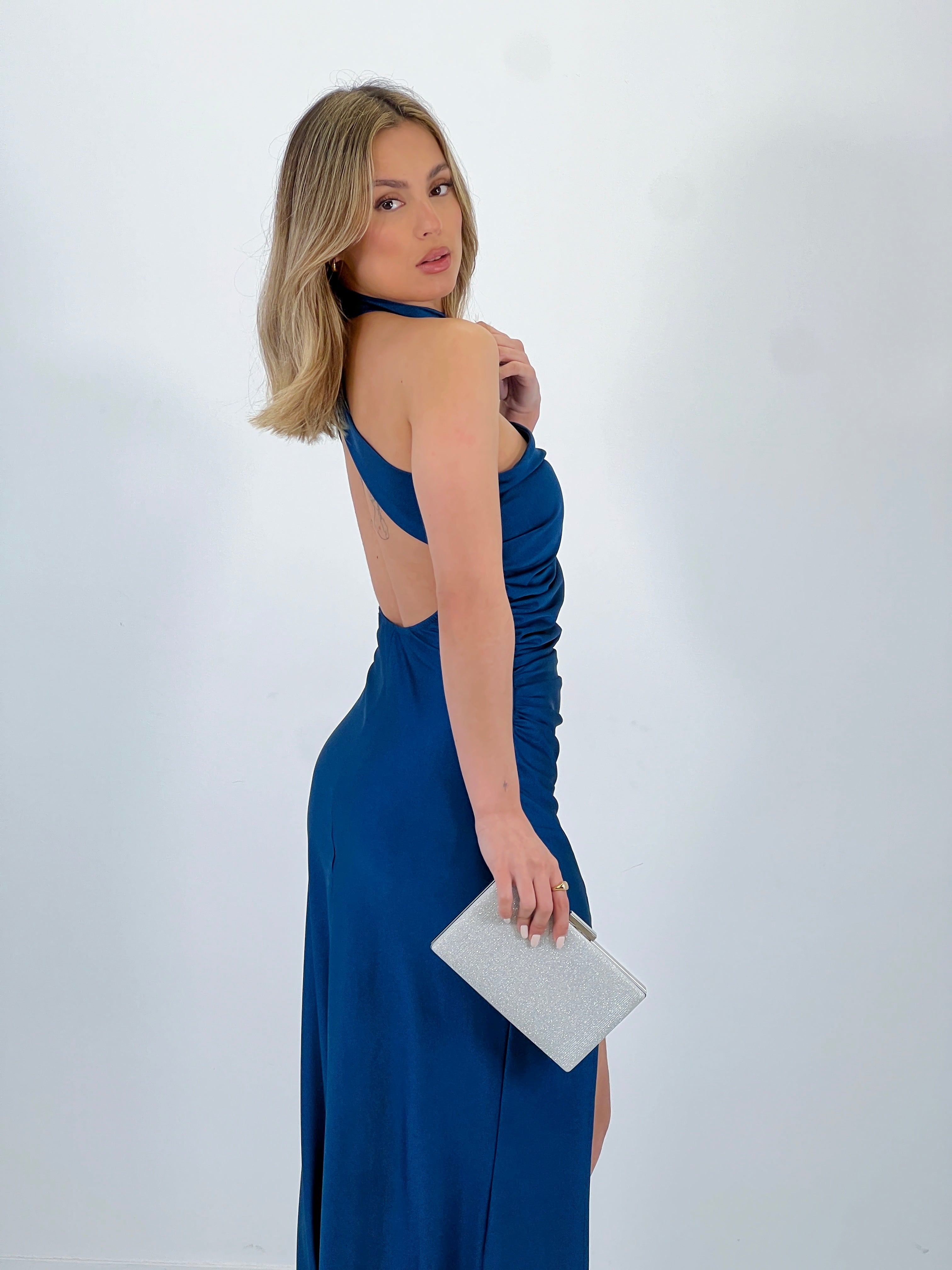 Vestido assimétrico satinado Sidney