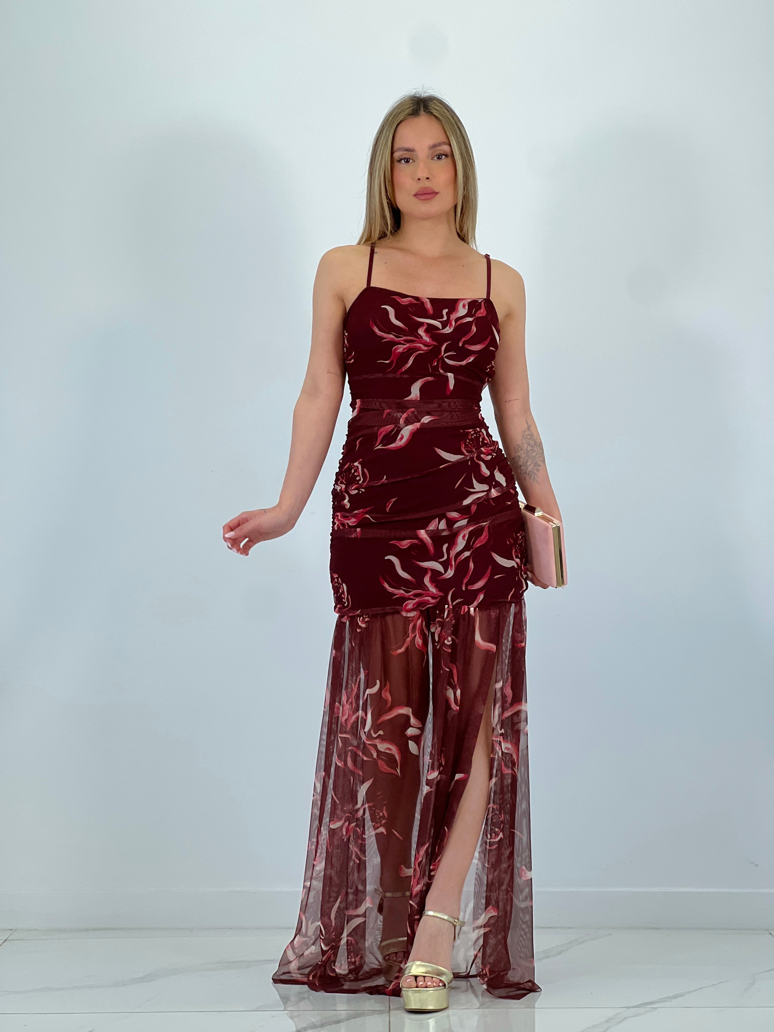 Vestido estampado tul Charlotte