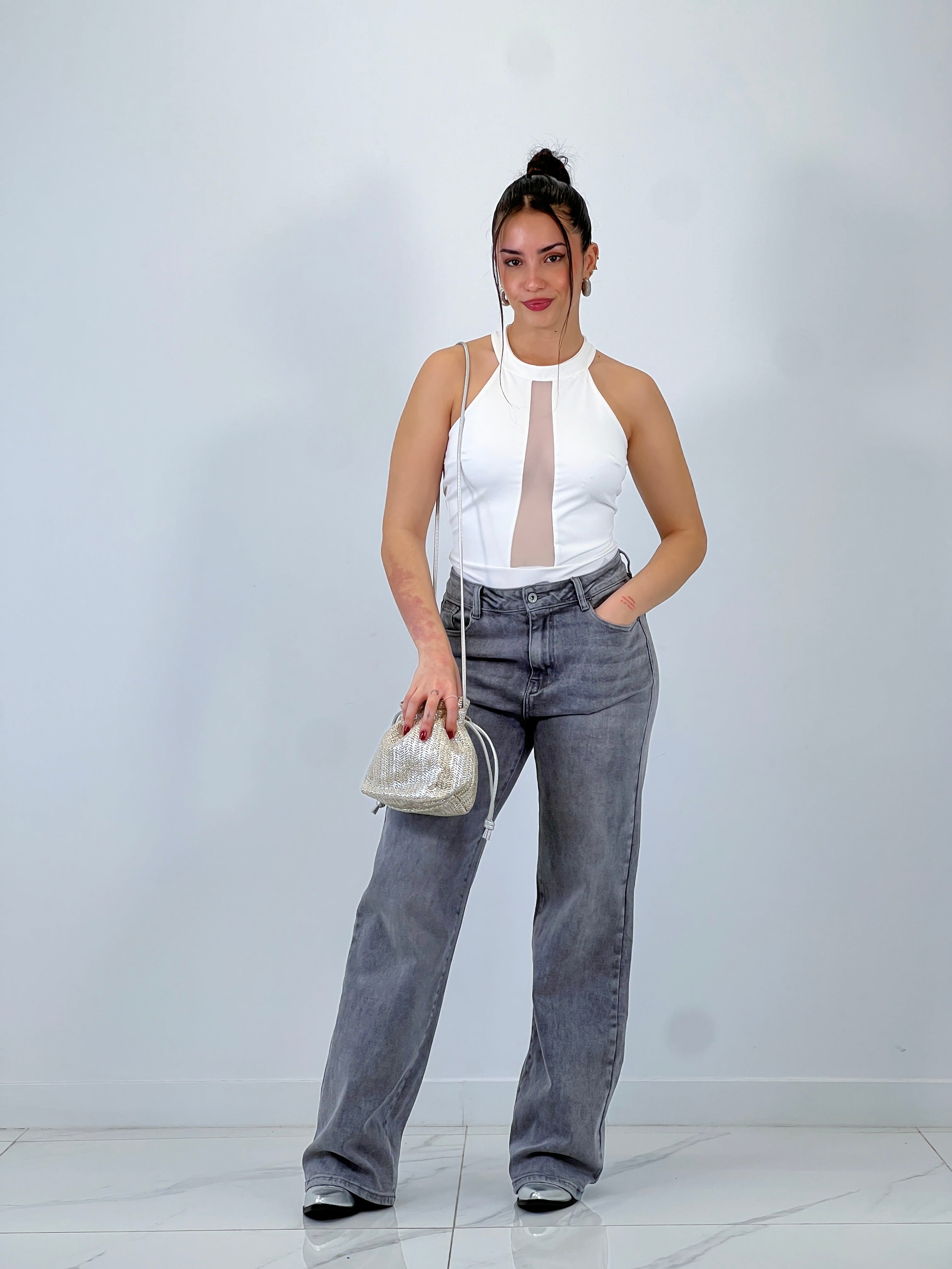 Jeans droits taille haute