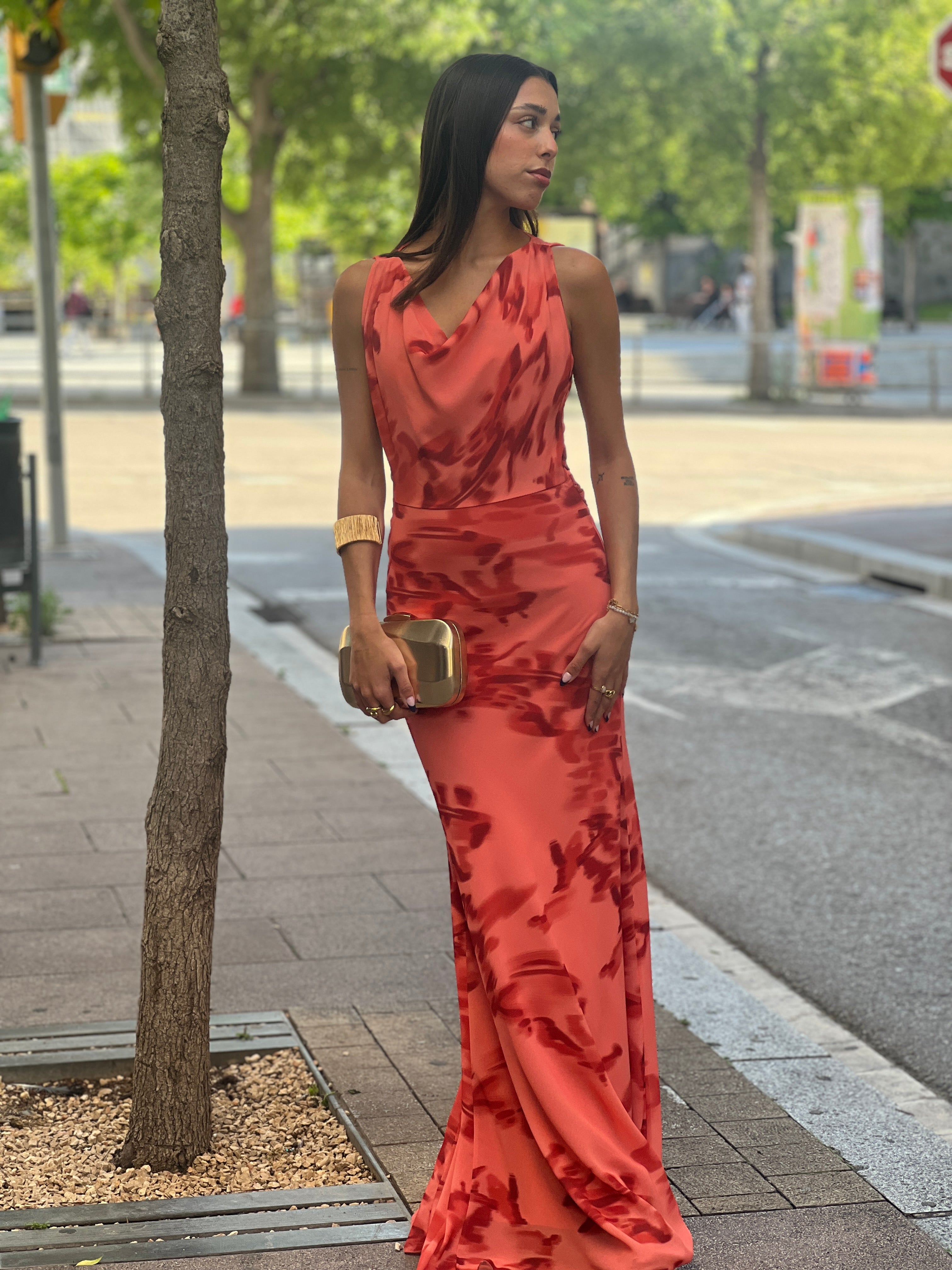 Vestido estampado drapeado Ona