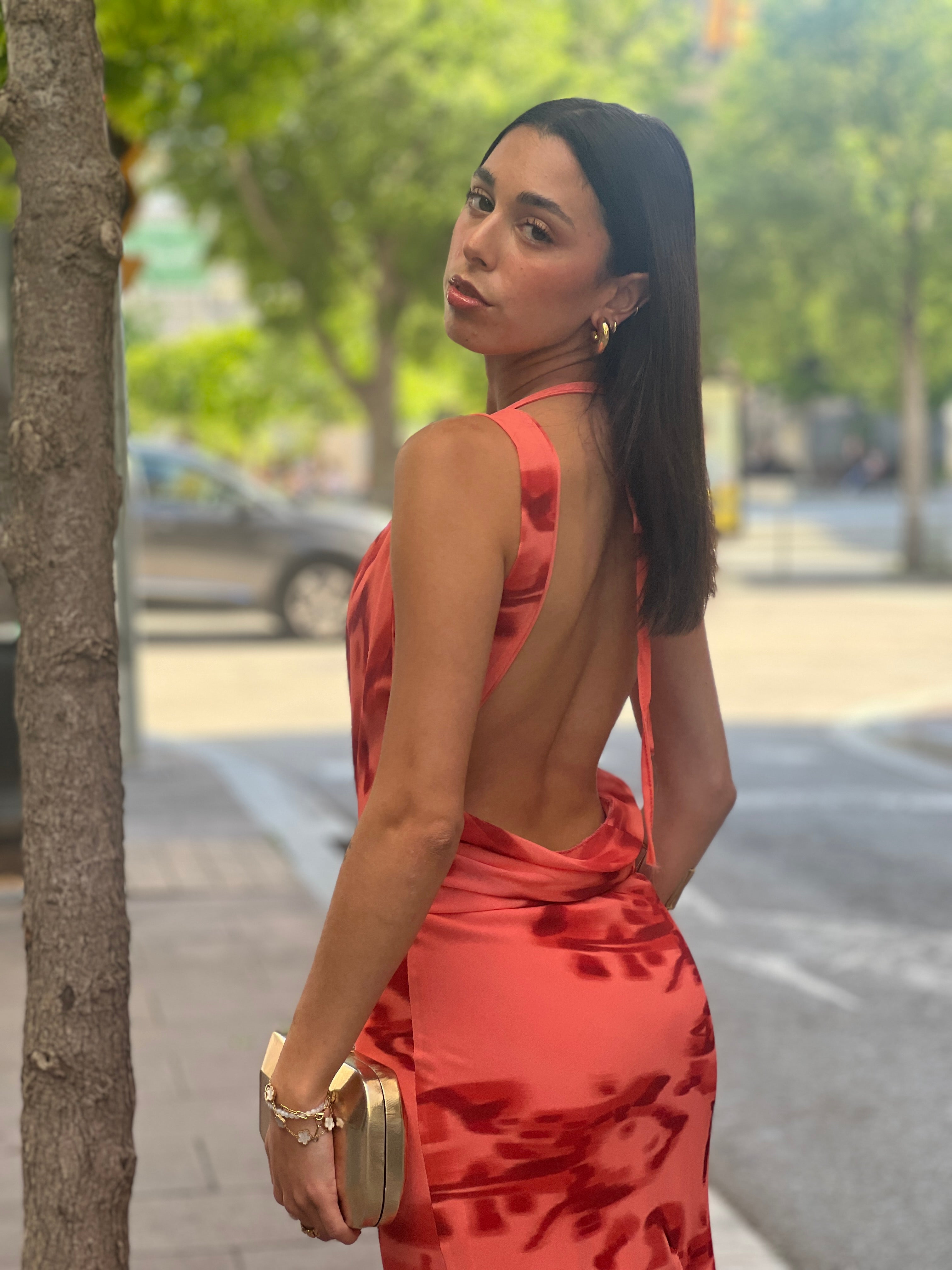 Vestido estampado drapeado Ona