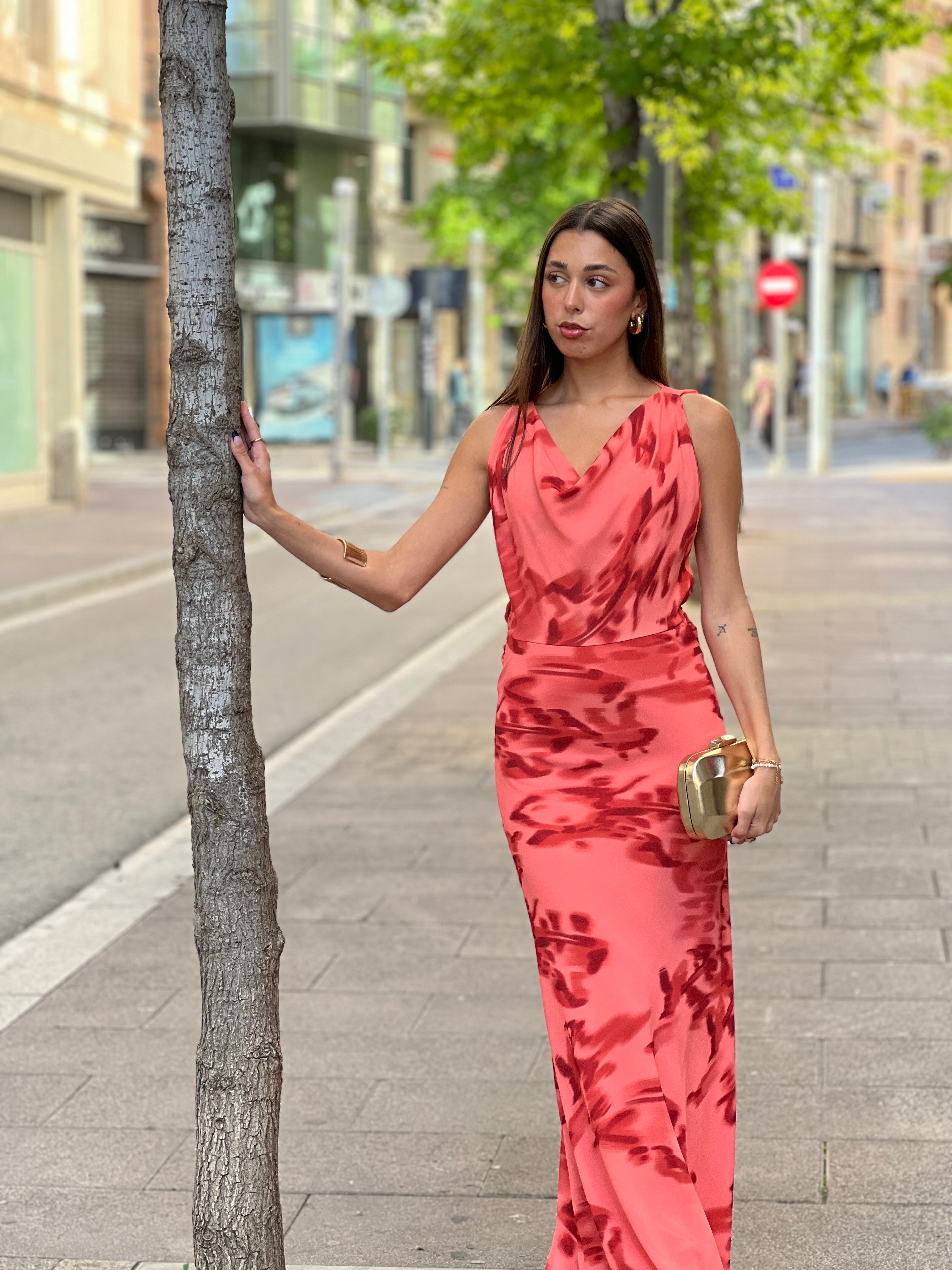 Vestido estampado drapeado Ona