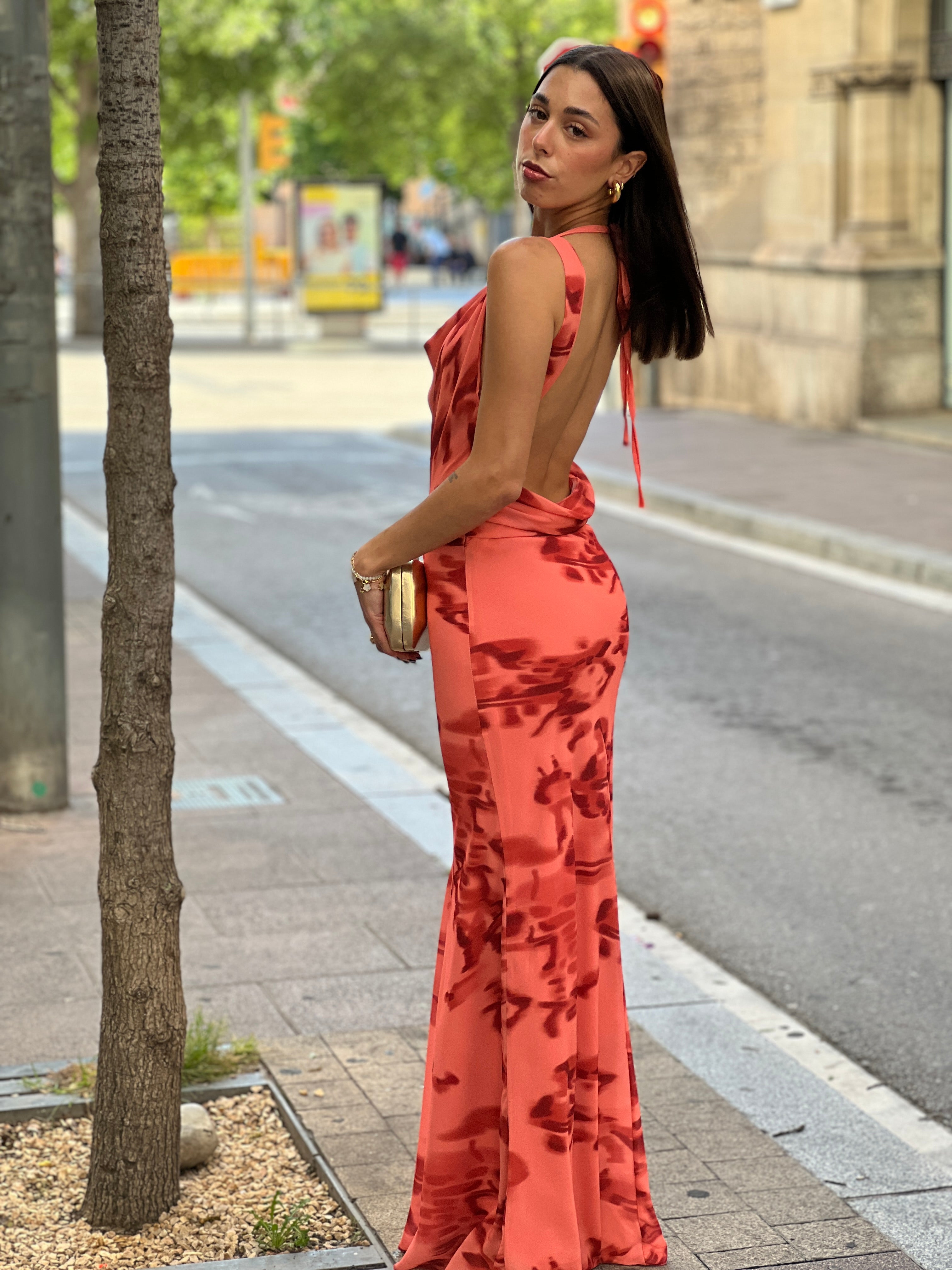 Vestido estampado drapeado Ona