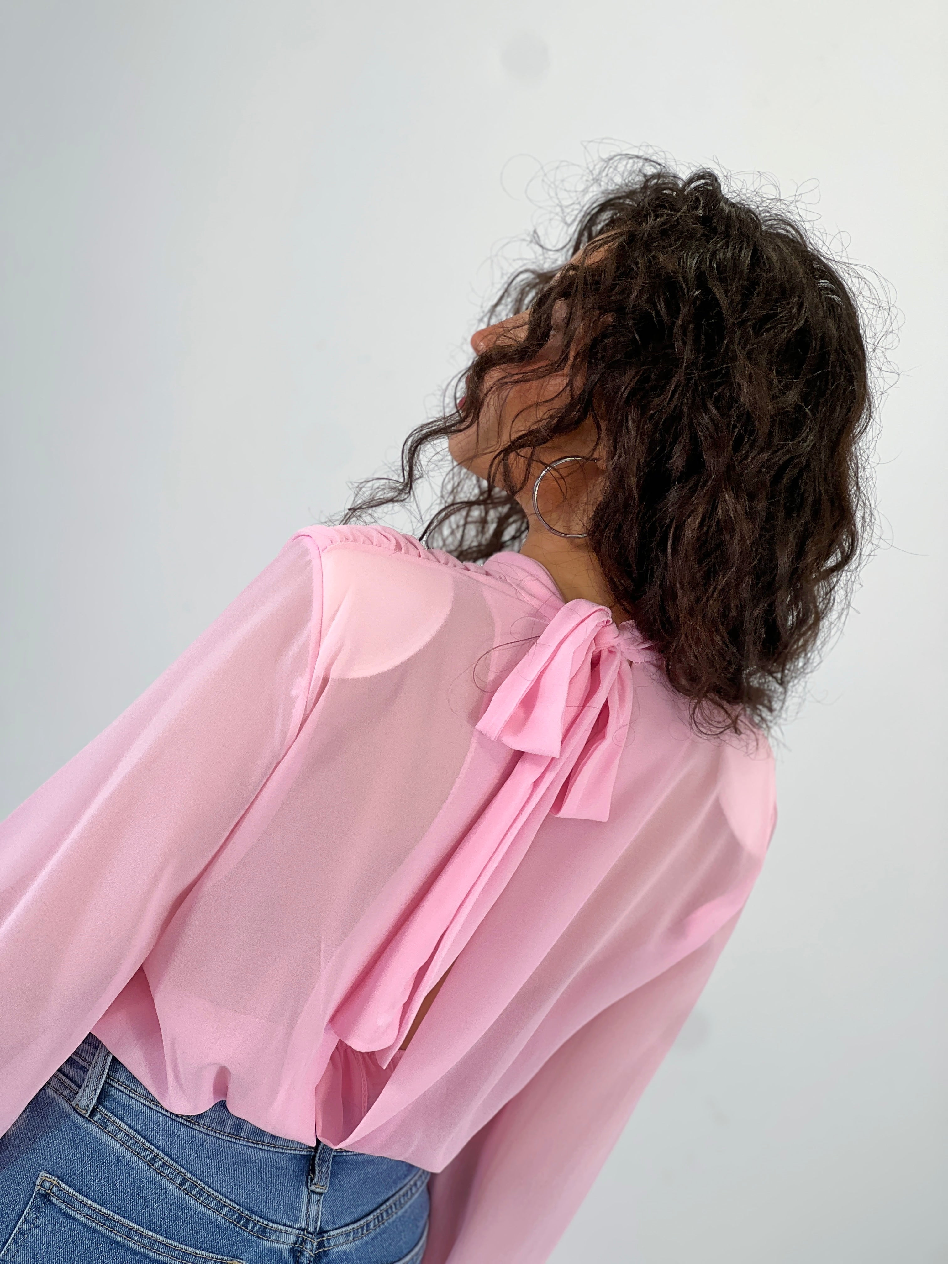 Chiffon bodysuit with choker neckline