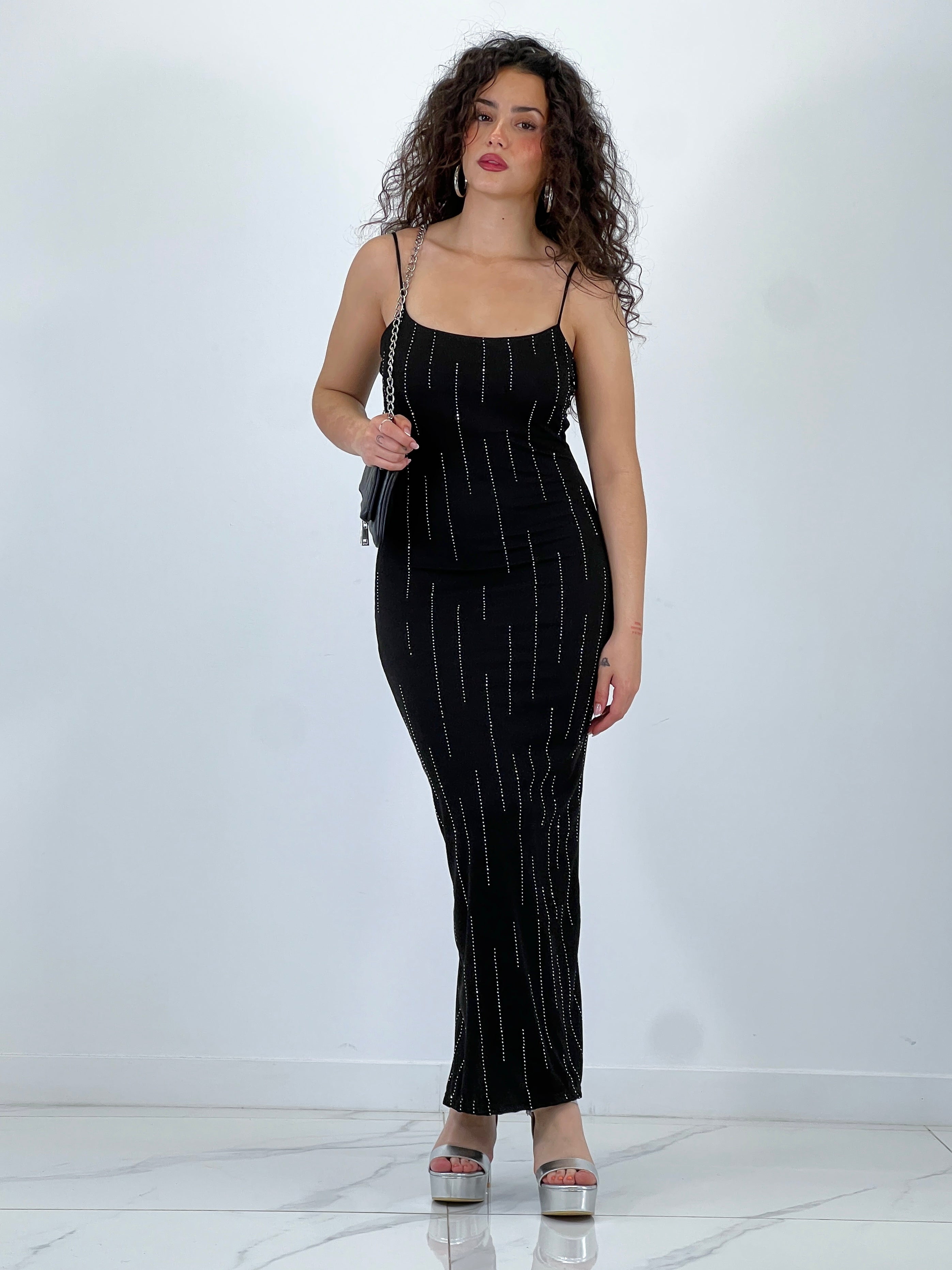 Vestido canalé brillantes