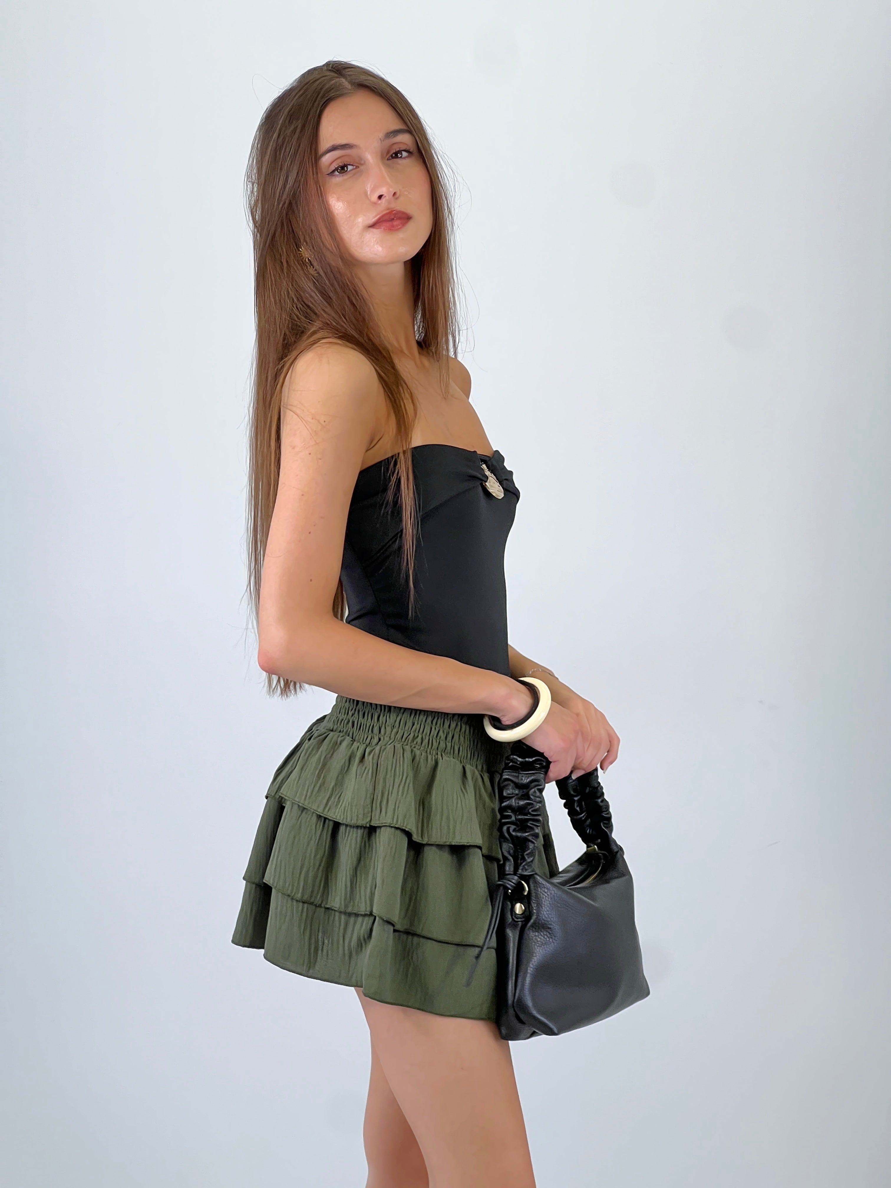 Bolso de piel asa arrugada