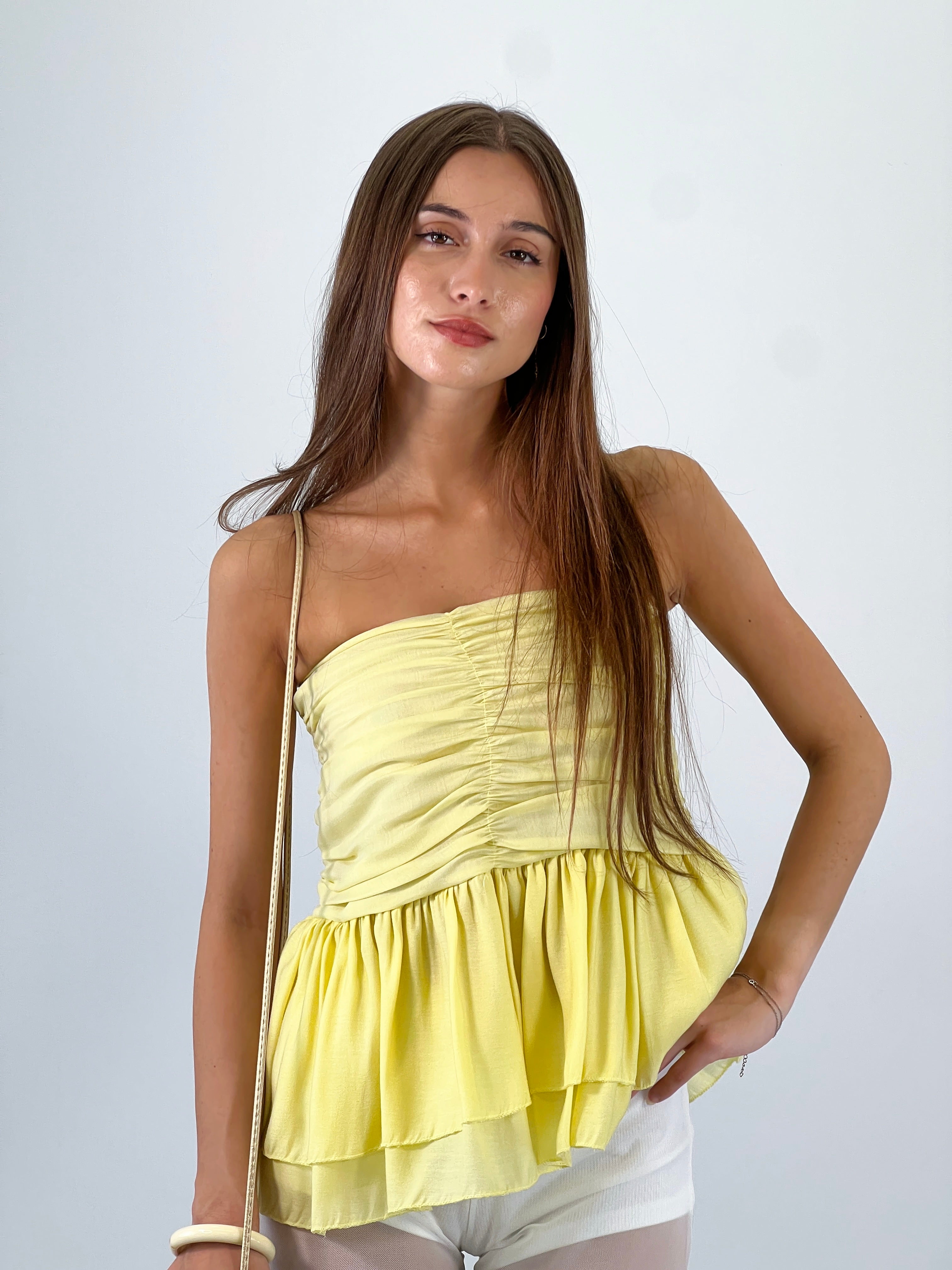 Falda fruncida volantes tul