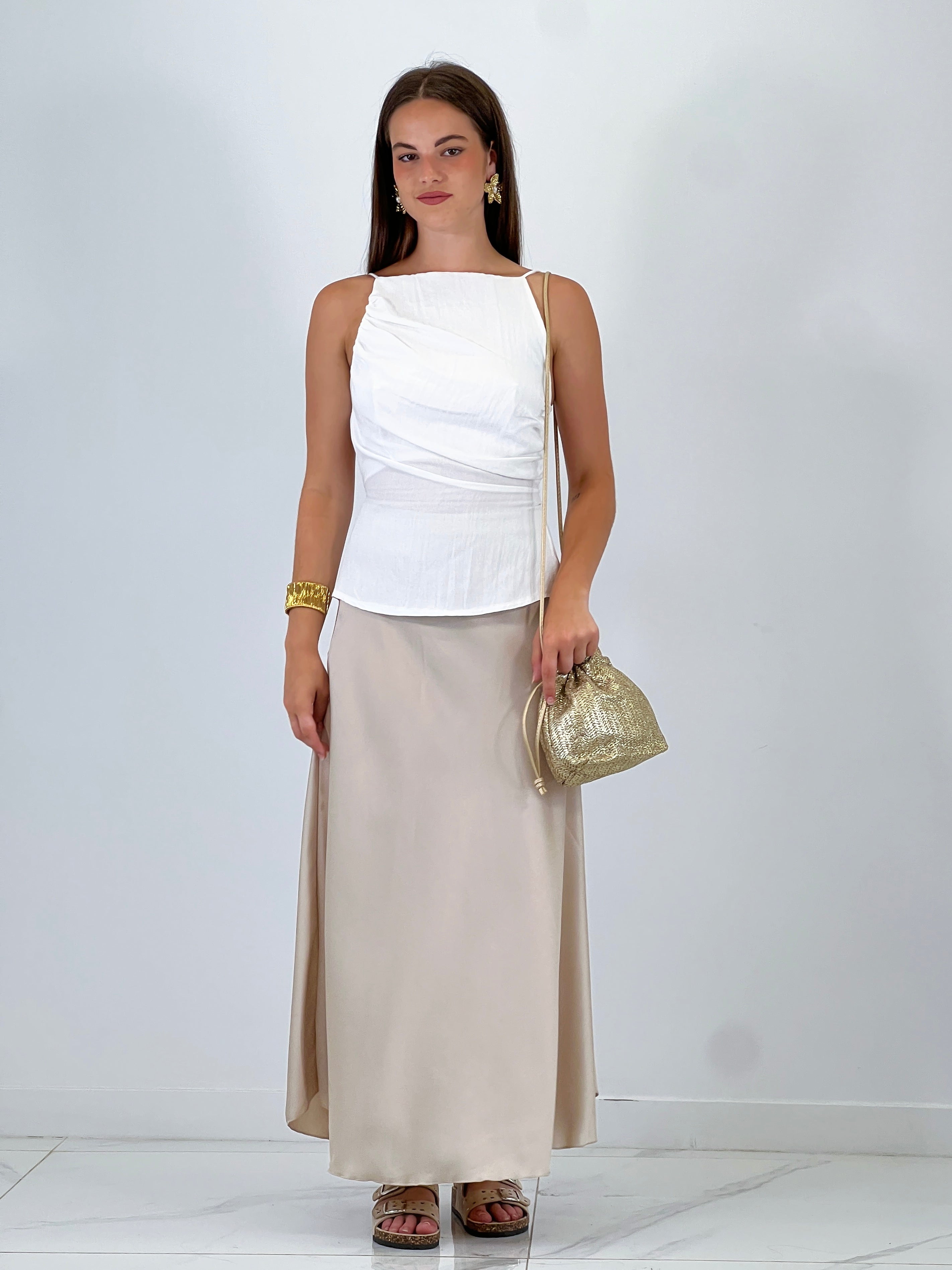 Top drappeggiato schiena scoperta