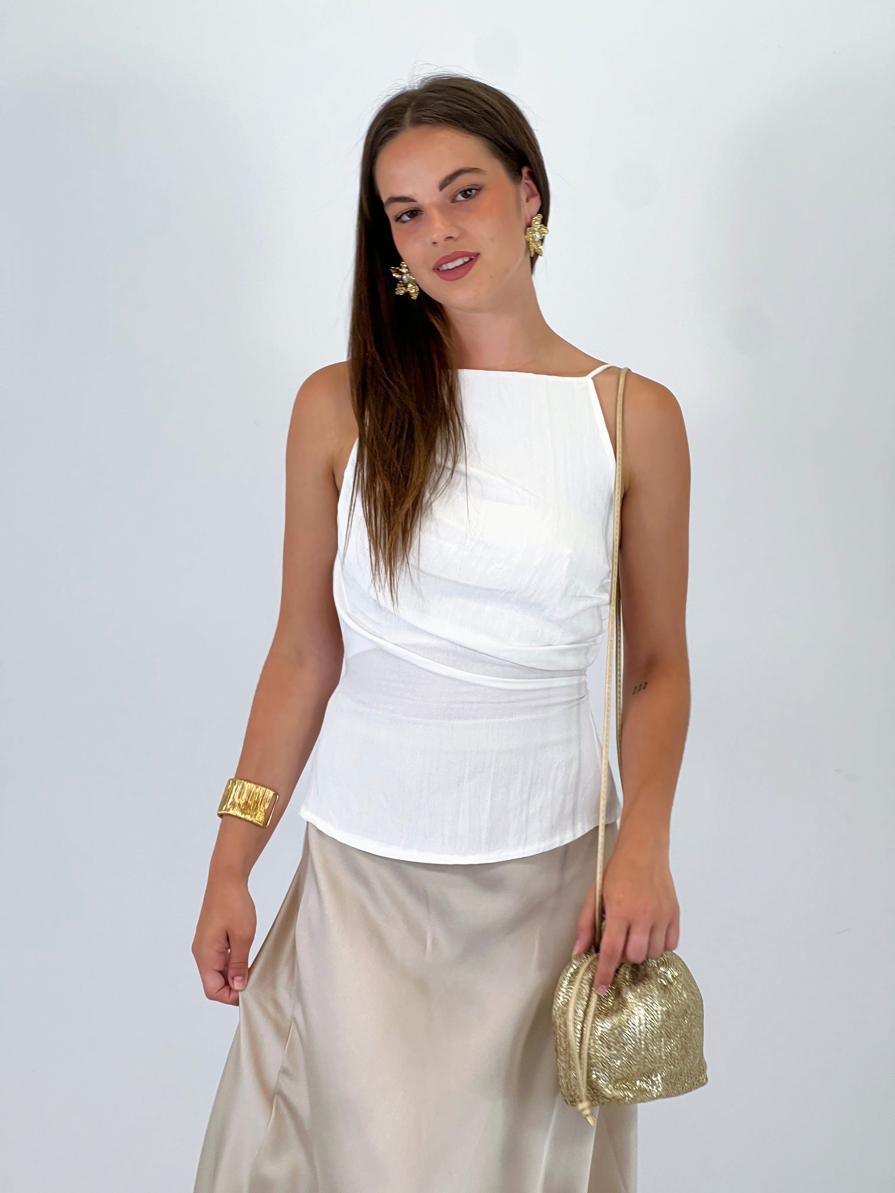 Top drappeggiato schiena scoperta