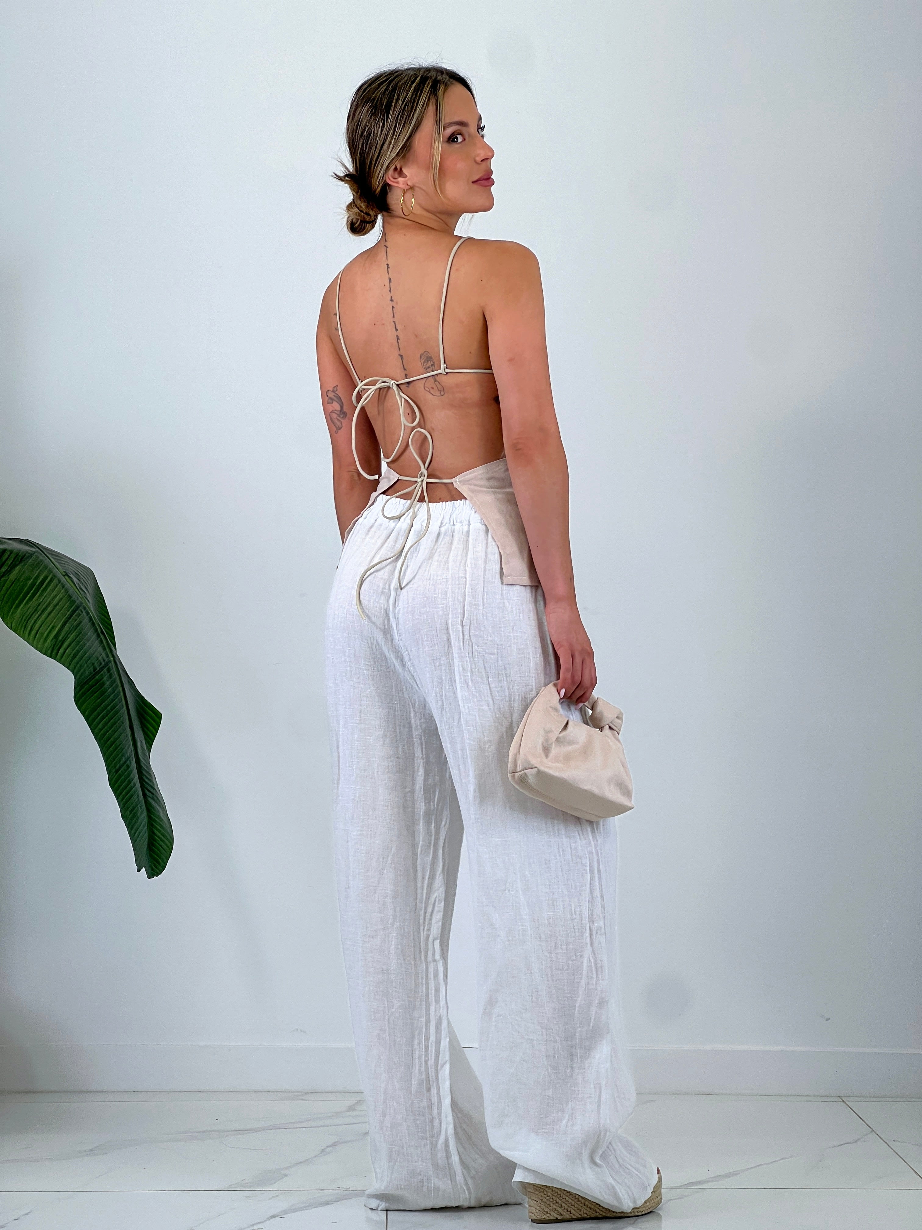 Top drappeggiato schiena scoperta