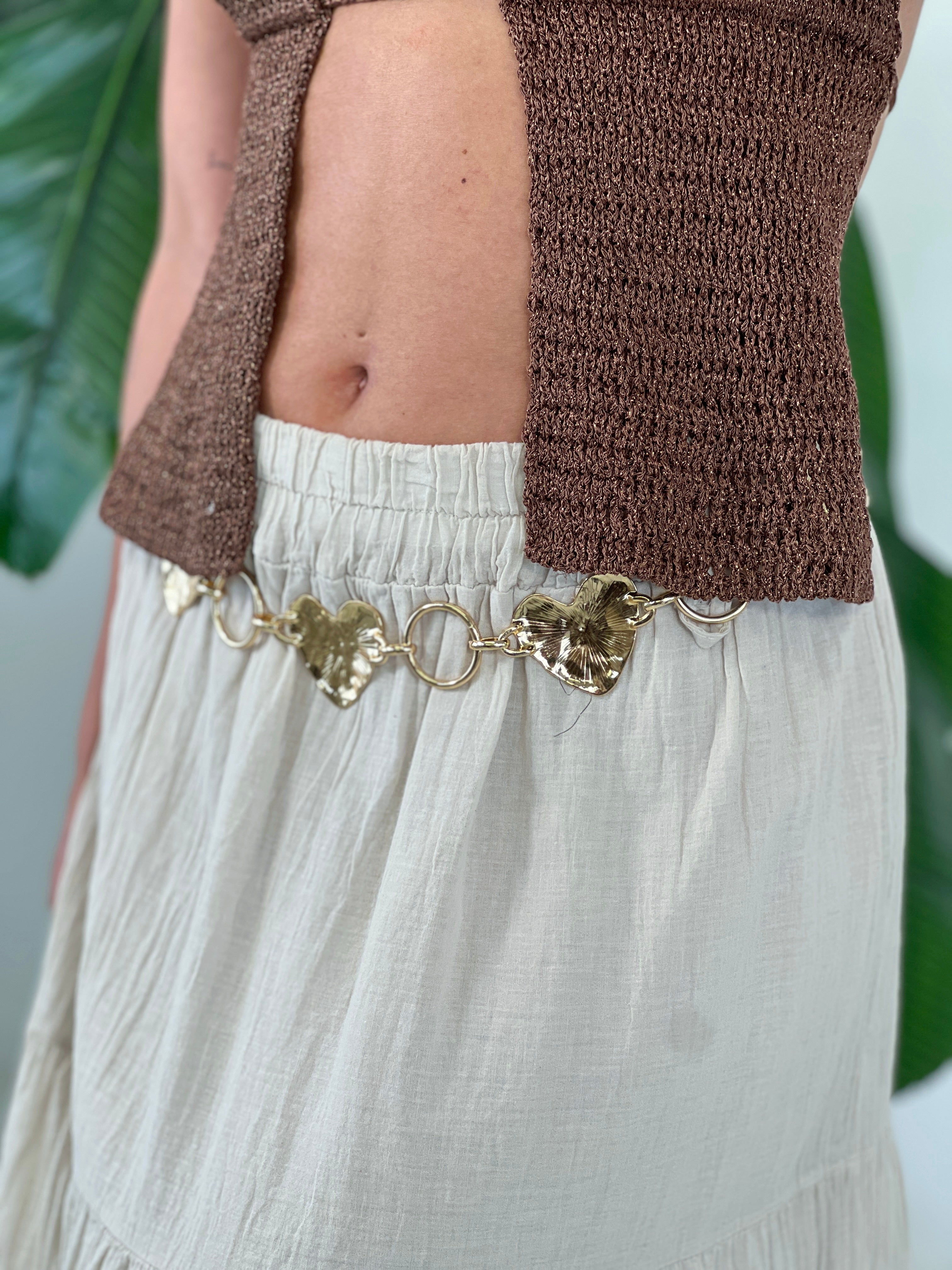 Cinturón metálico corazones