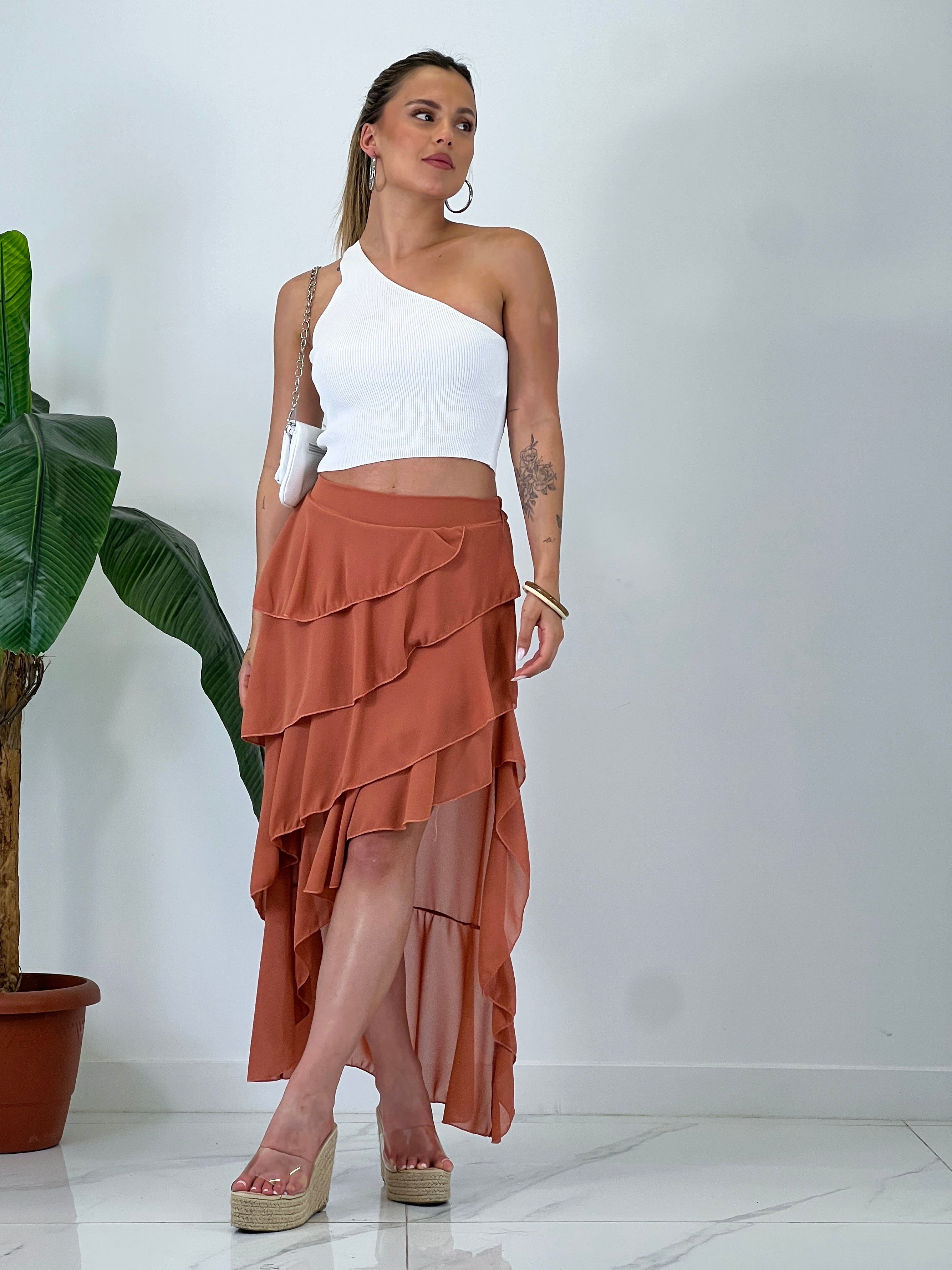 Astrid asymmetric knit top