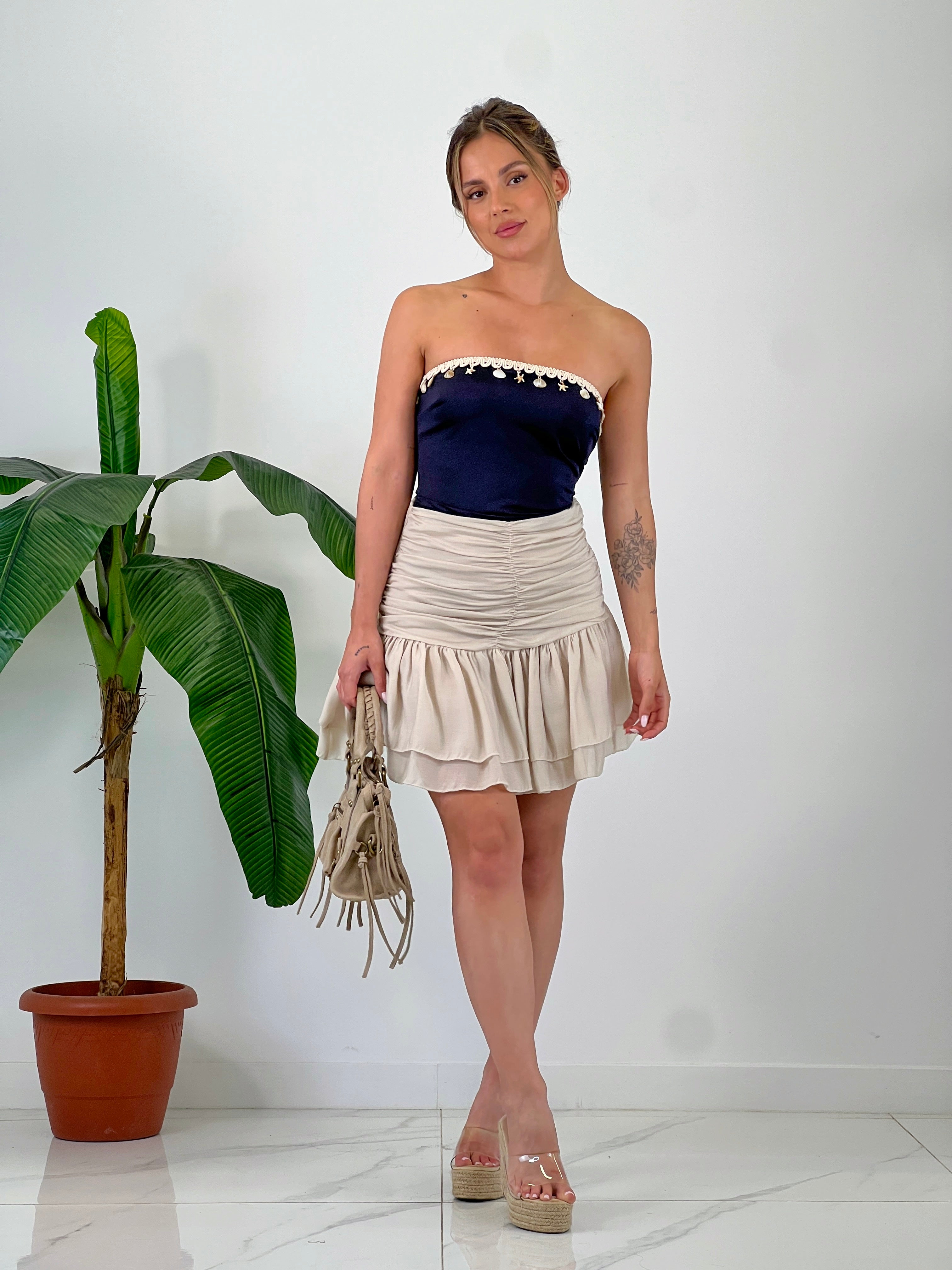 Falda fruncida volantes tul