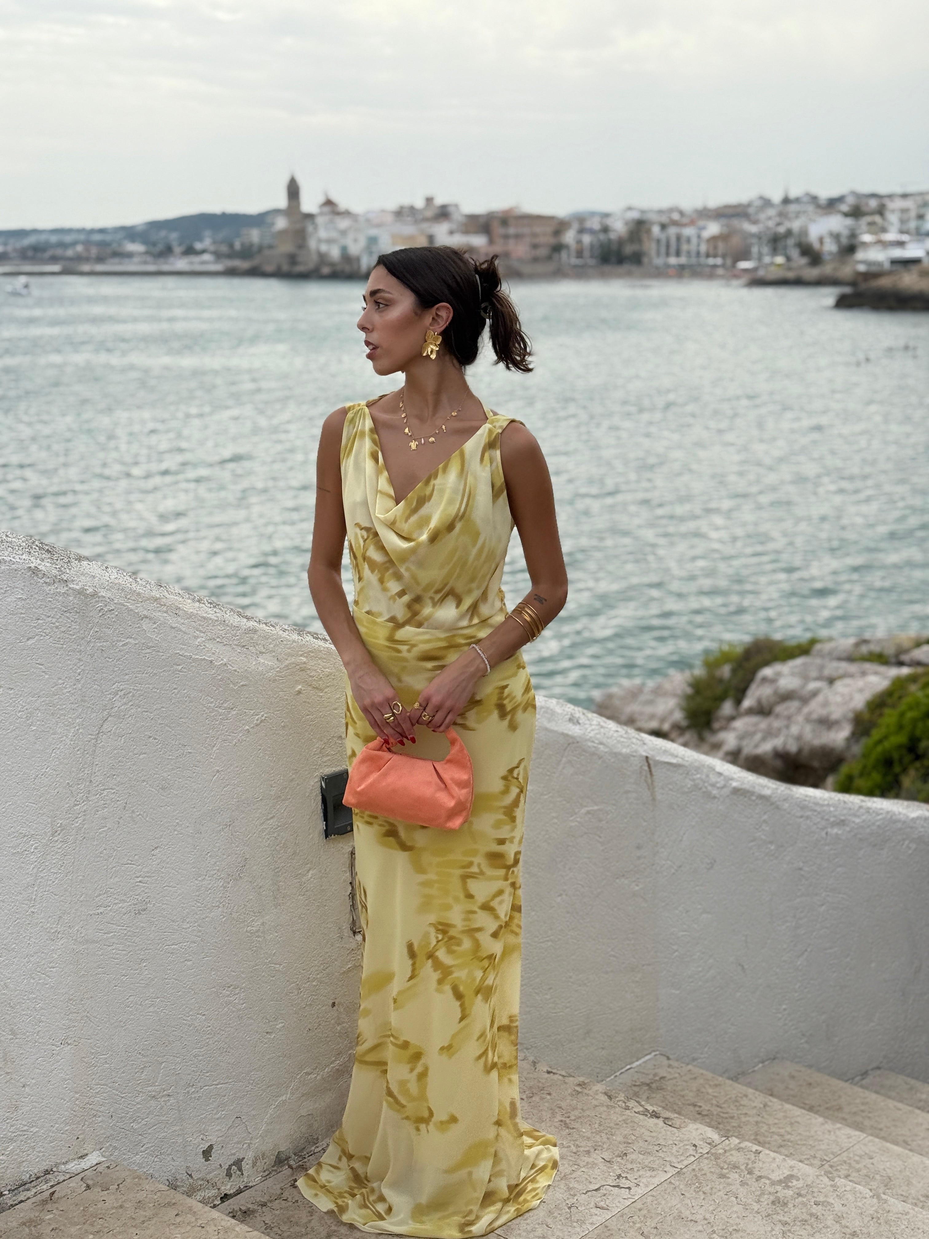 Vestido estampado drapeado Ona