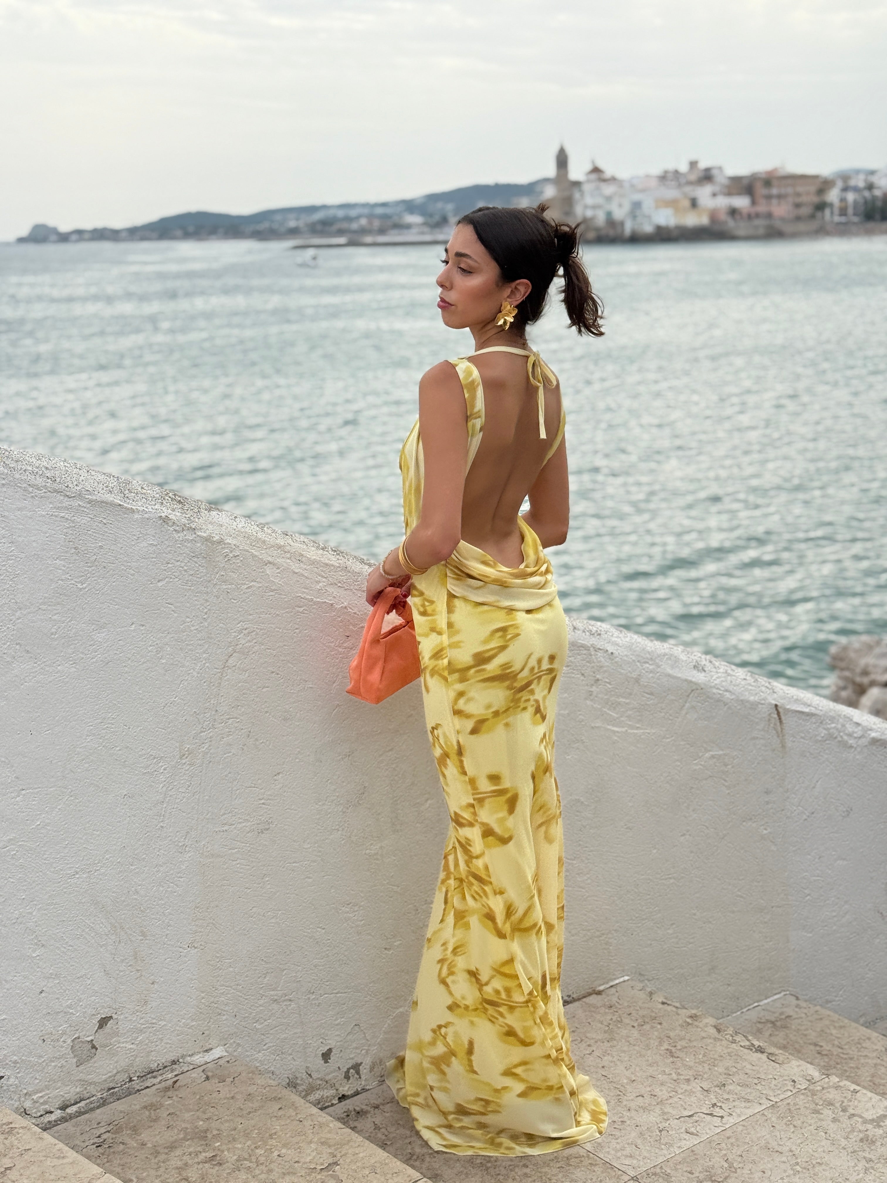 Vestido estampado drapeado Ona