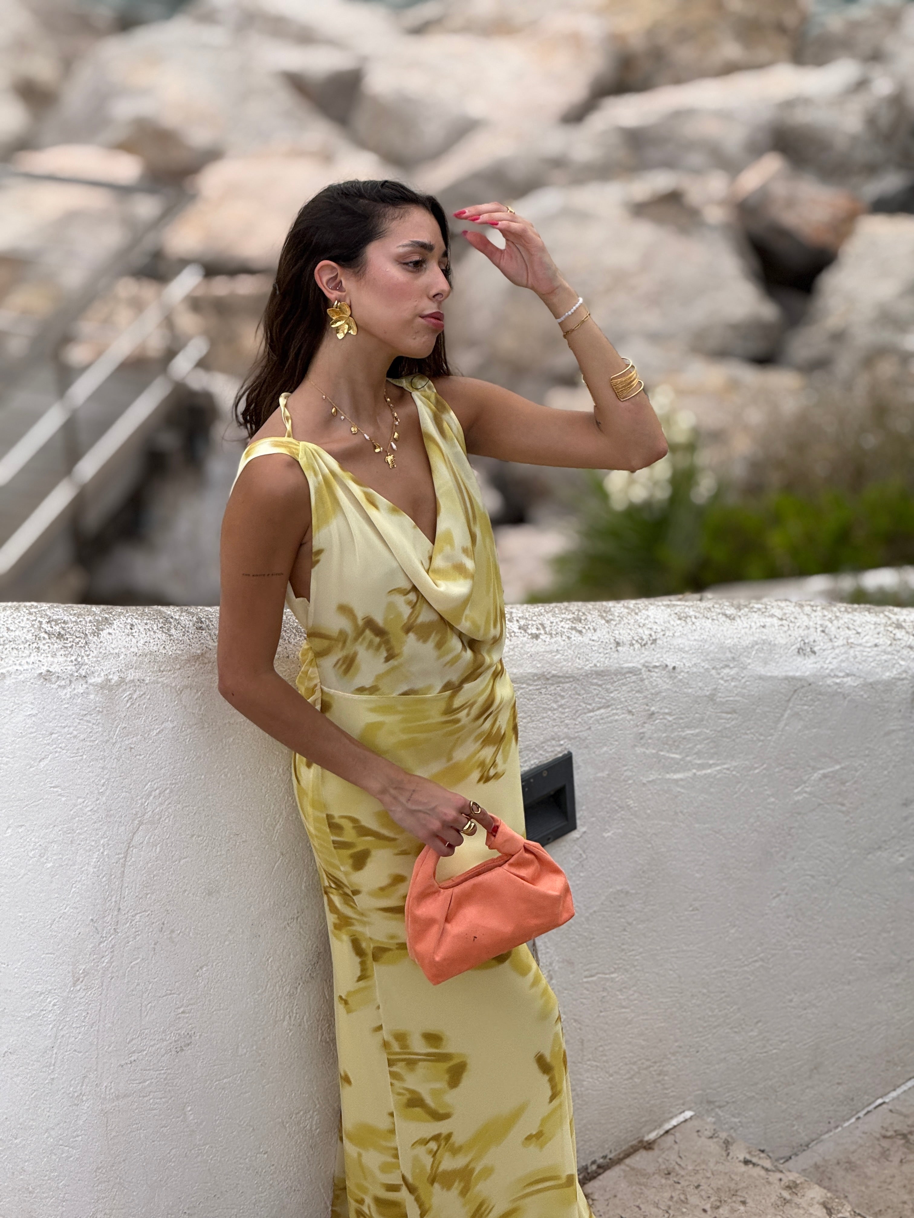 Vestido estampado drapeado Ona