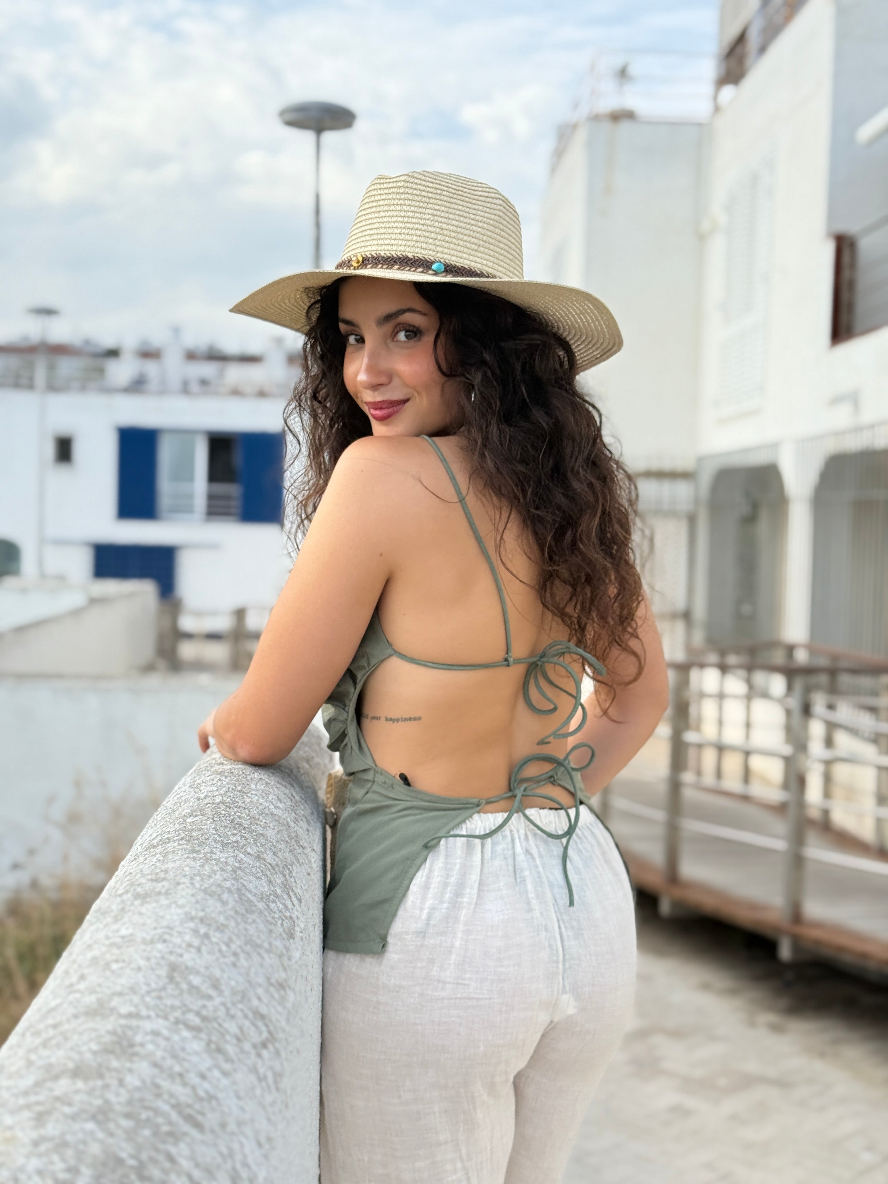 Top drappeggiato schiena scoperta