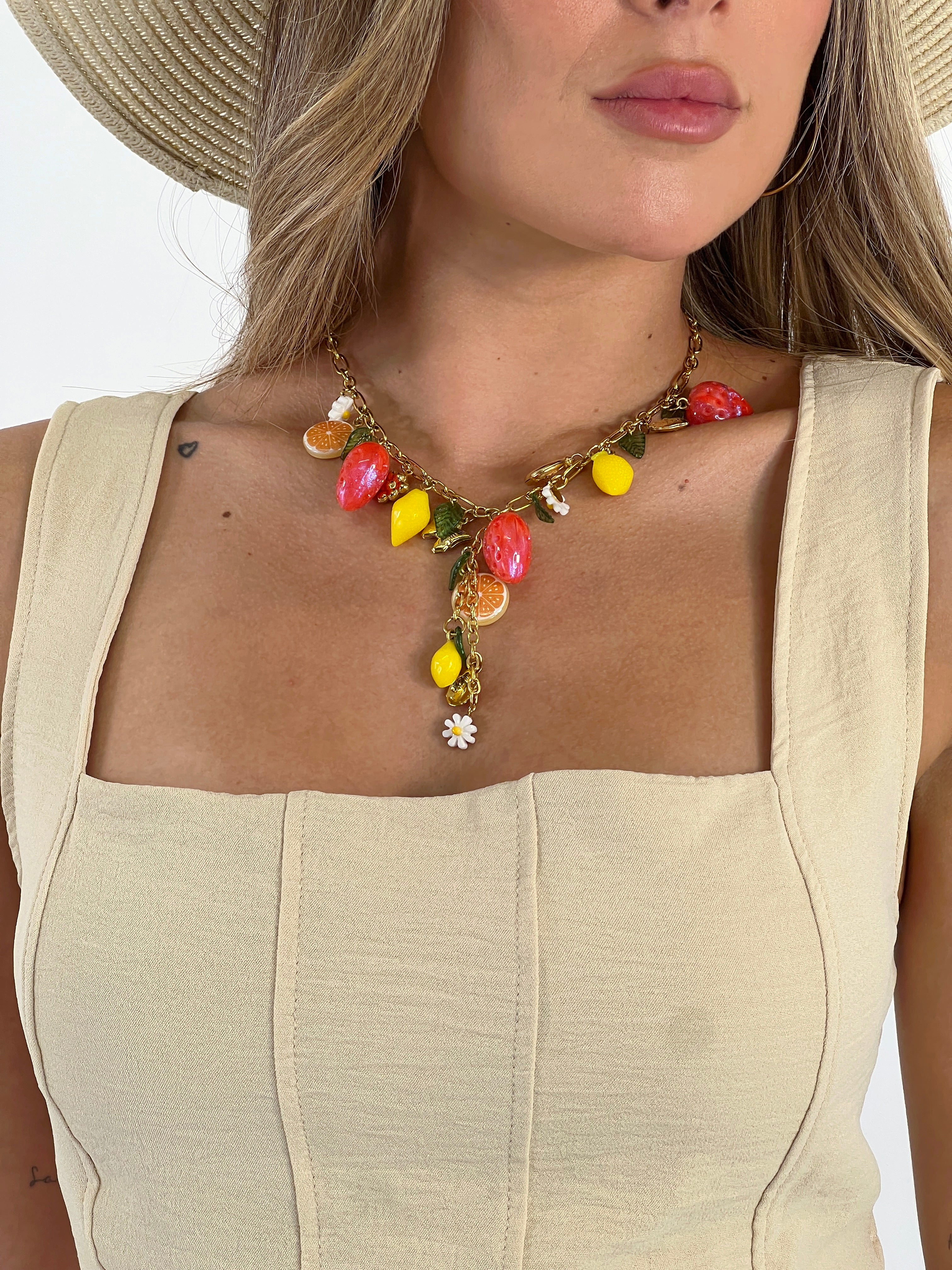 Necklace with dangling beads