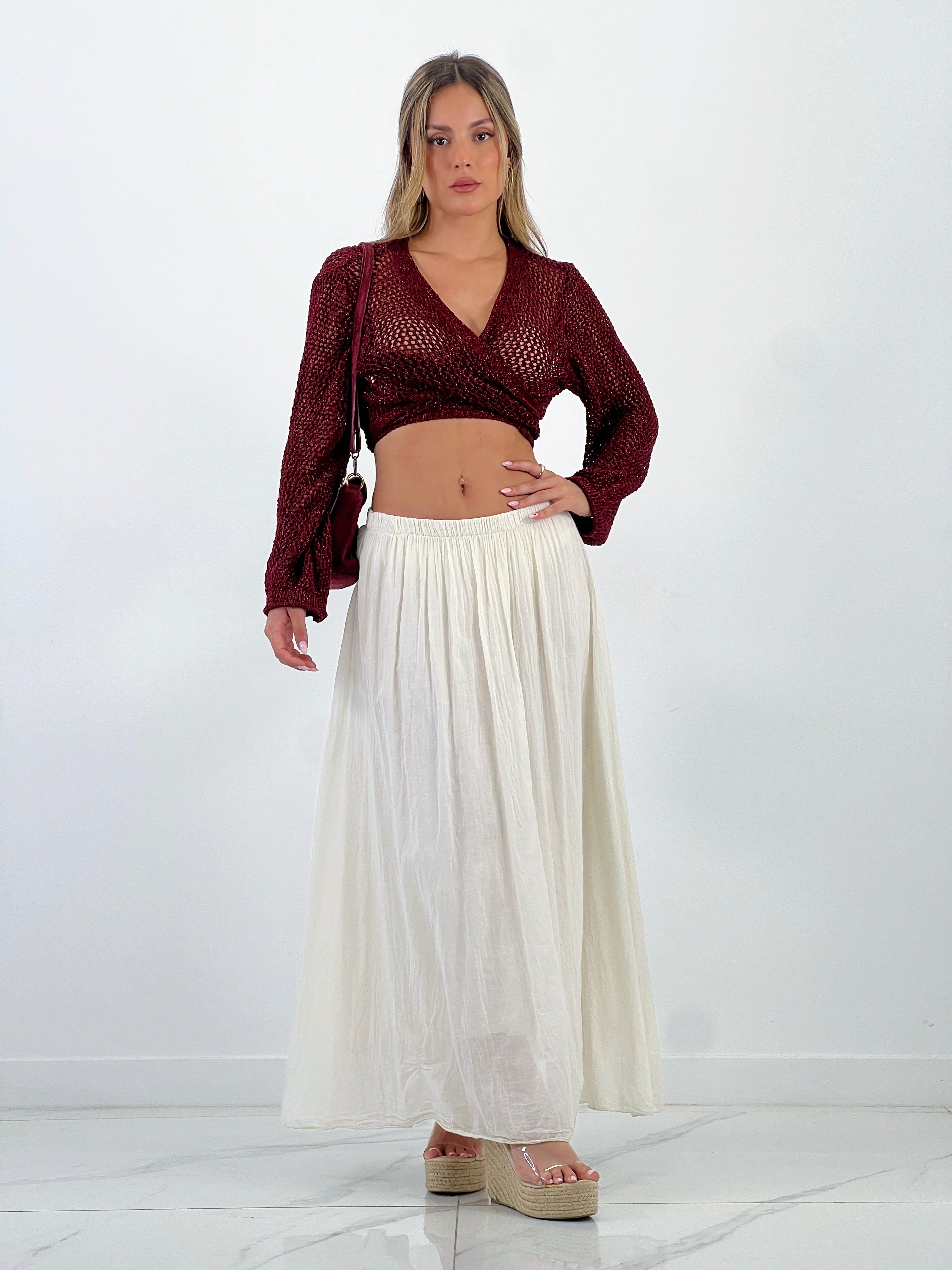 Falda larga efecto arrugado