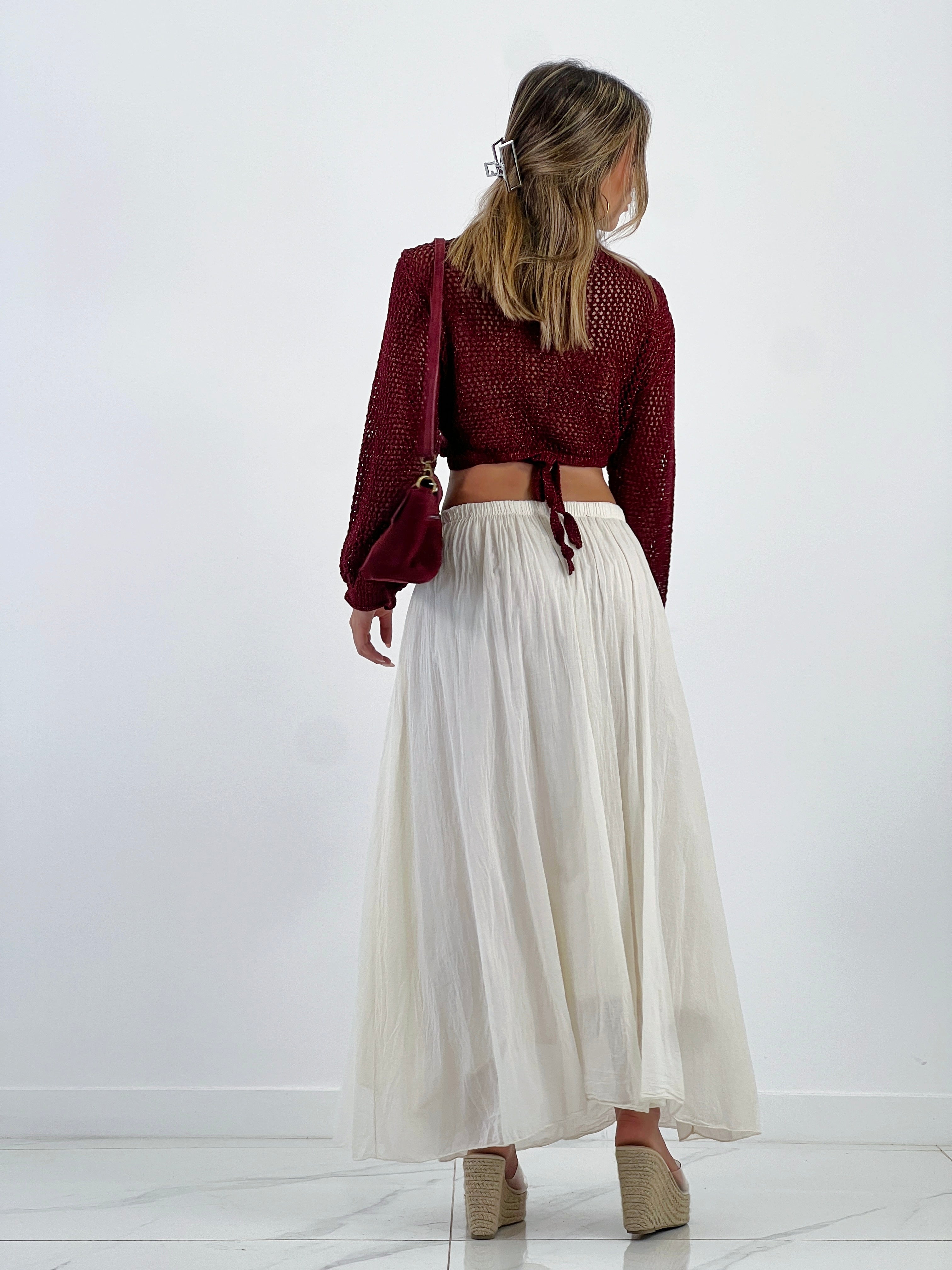 Falda larga efecto arrugado