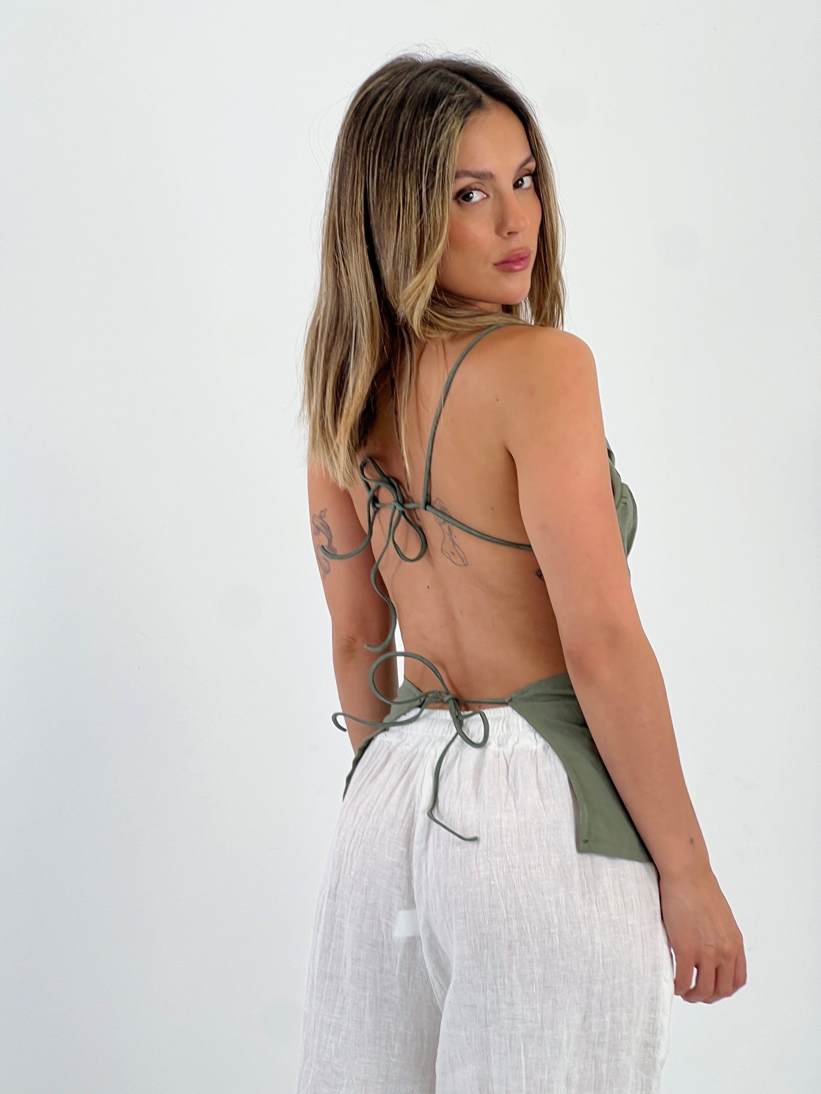 Top drappeggiato schiena scoperta