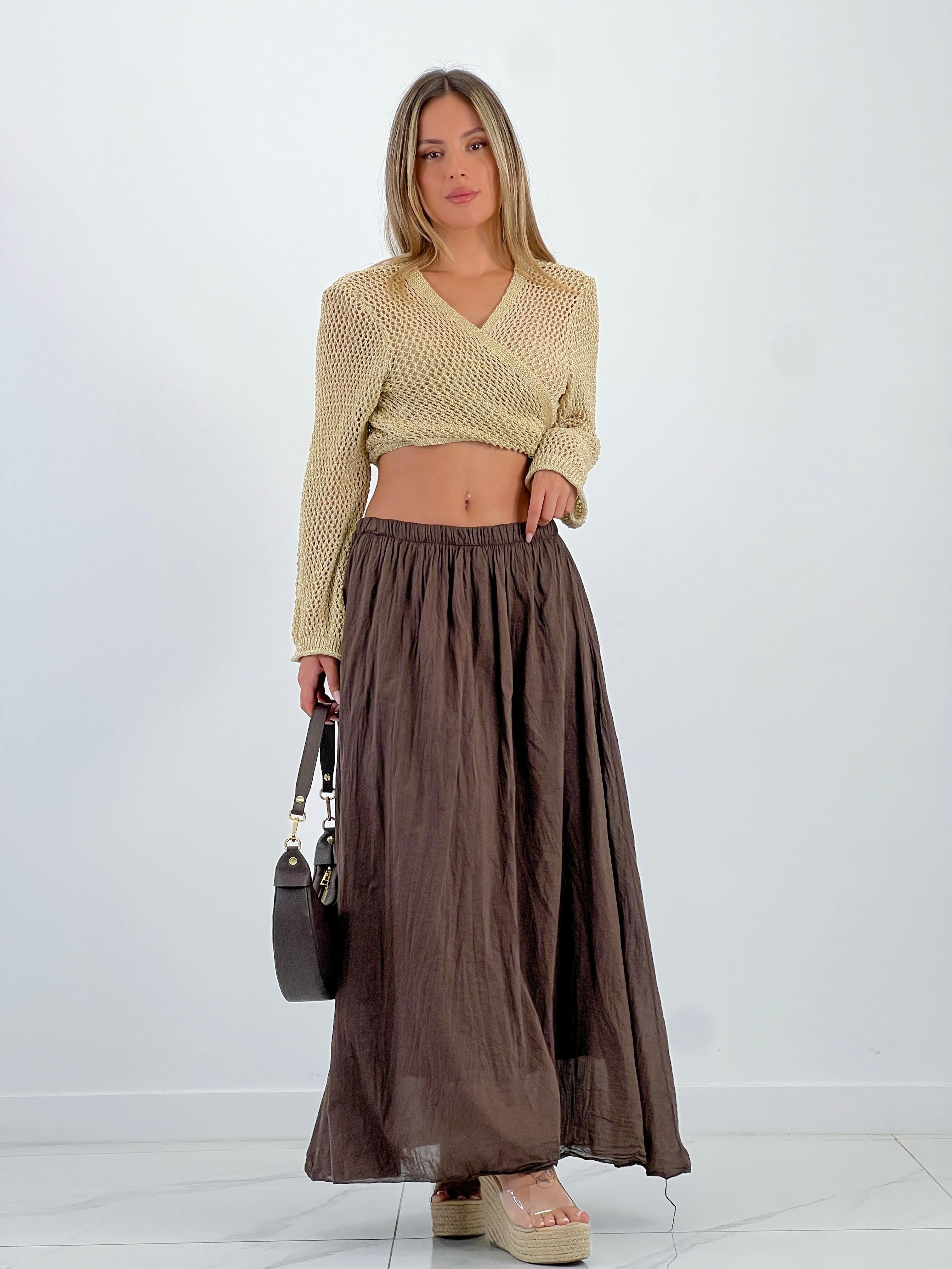 Falda larga efecto arrugado