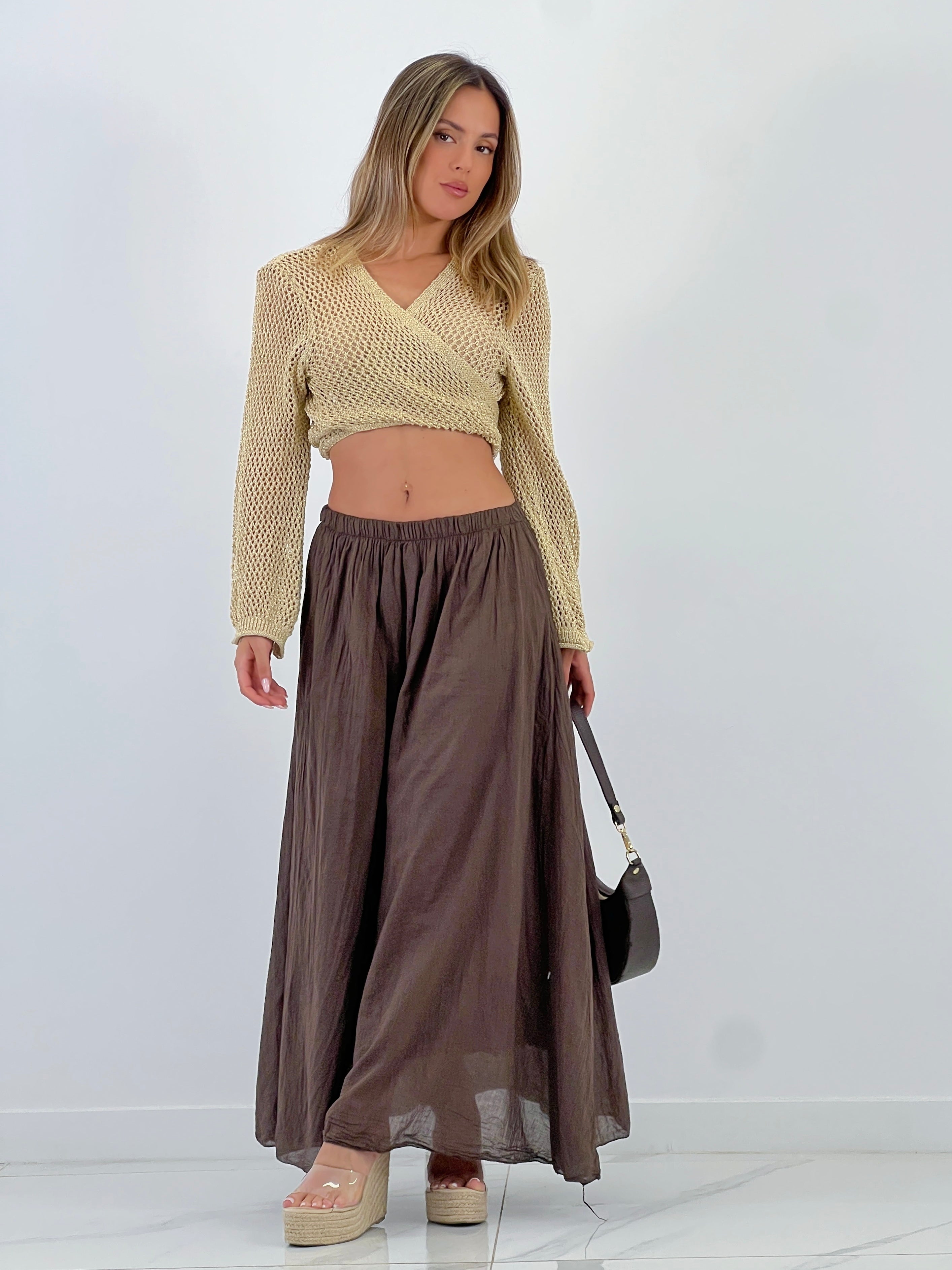 Falda larga efecto arrugado