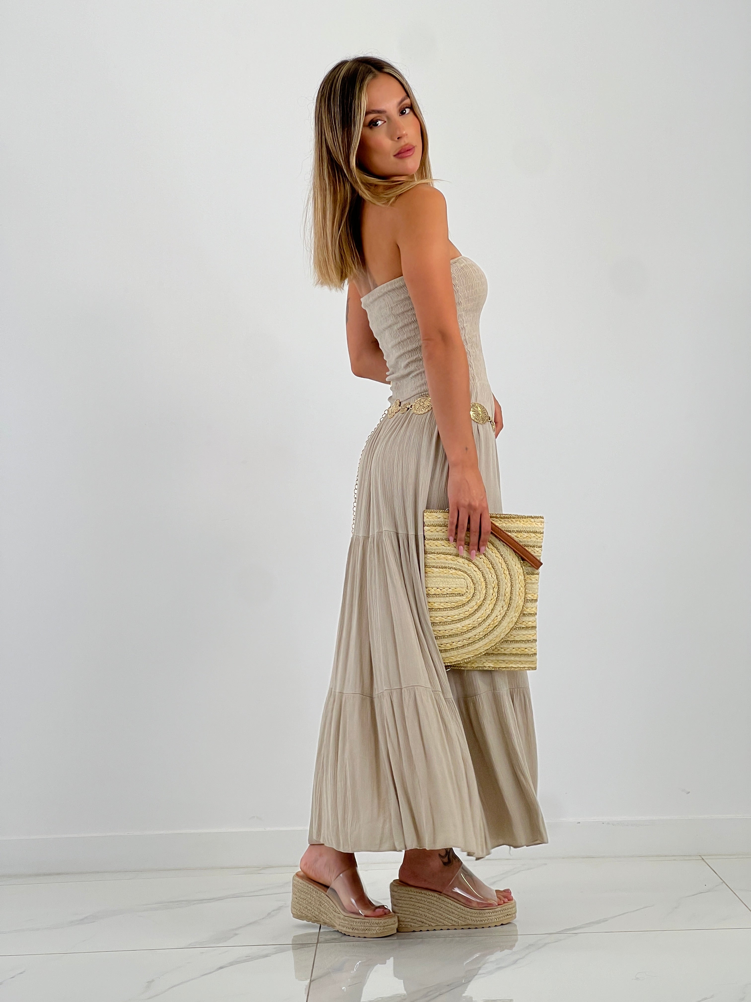 Vestido goma palabra de honor