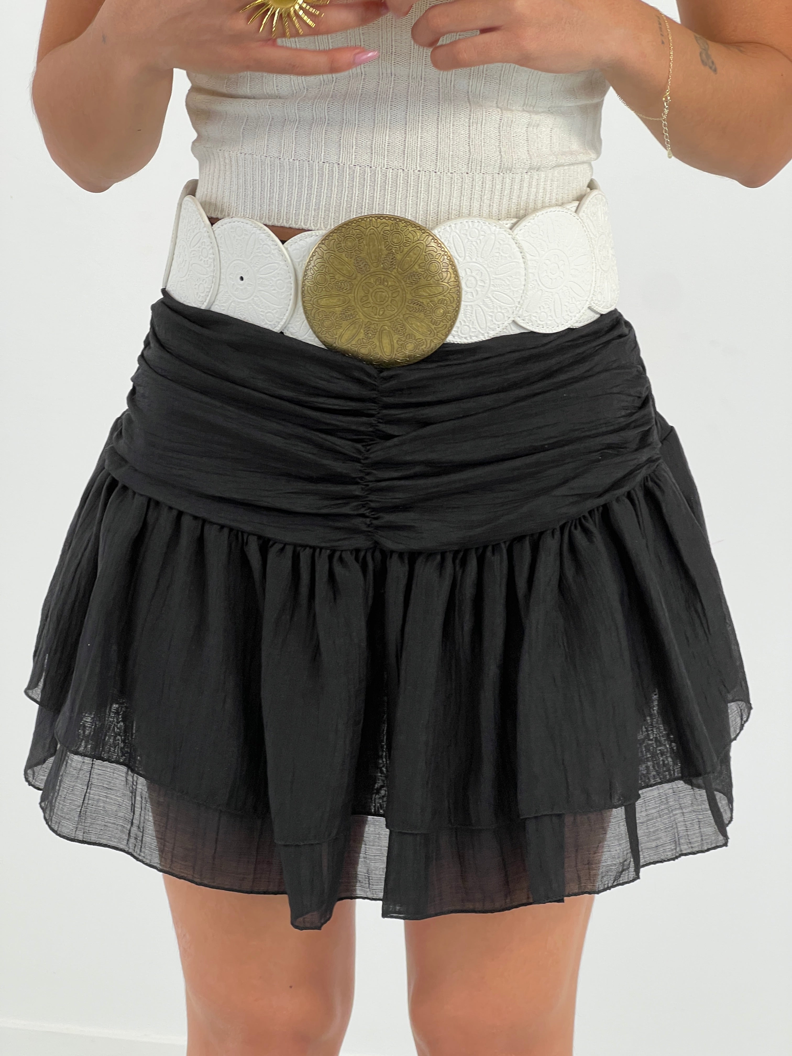 Falda fruncida volantes tul