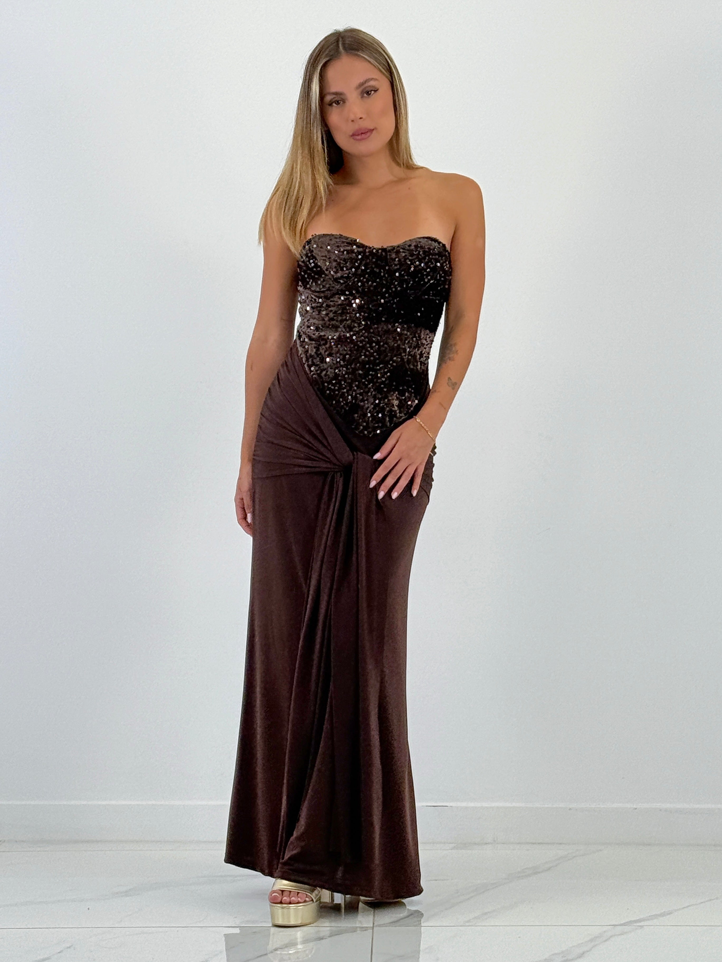 Vestido combinado terciopelo