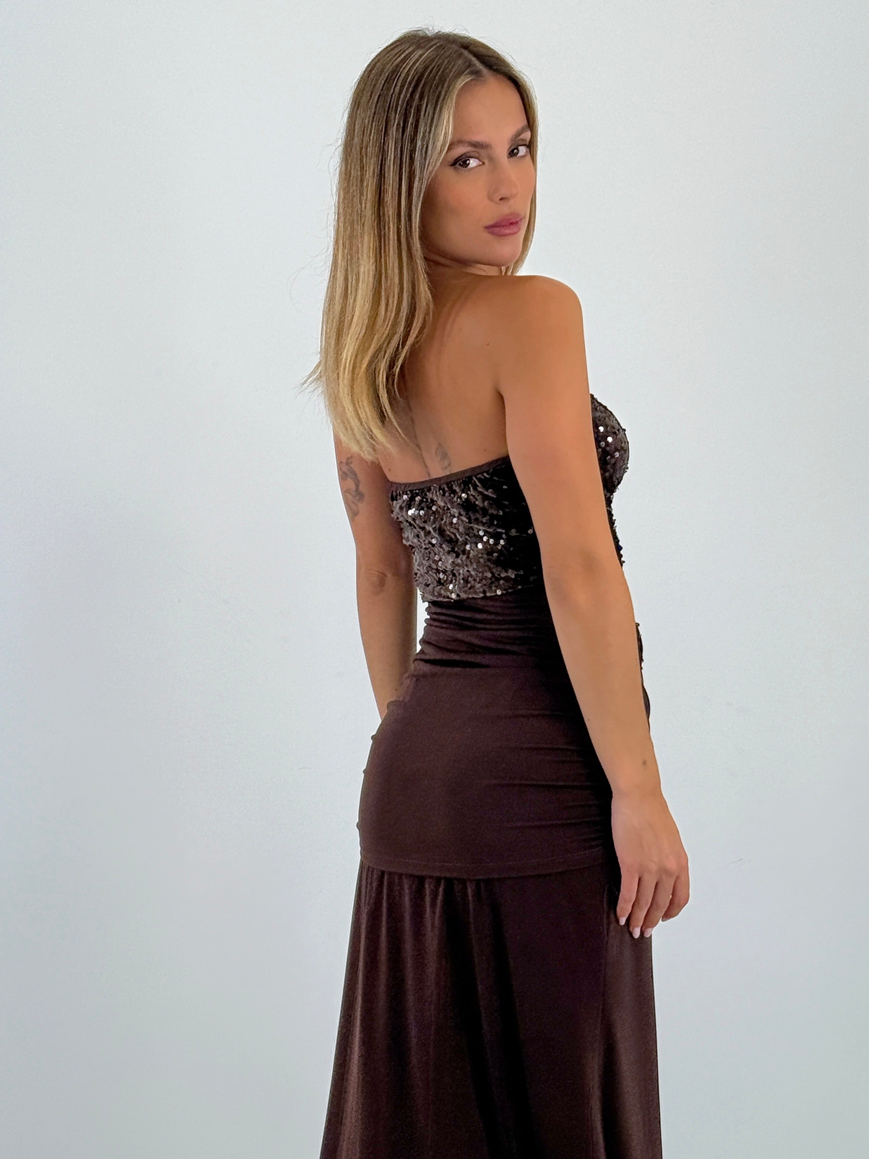 Vestido combinado terciopelo