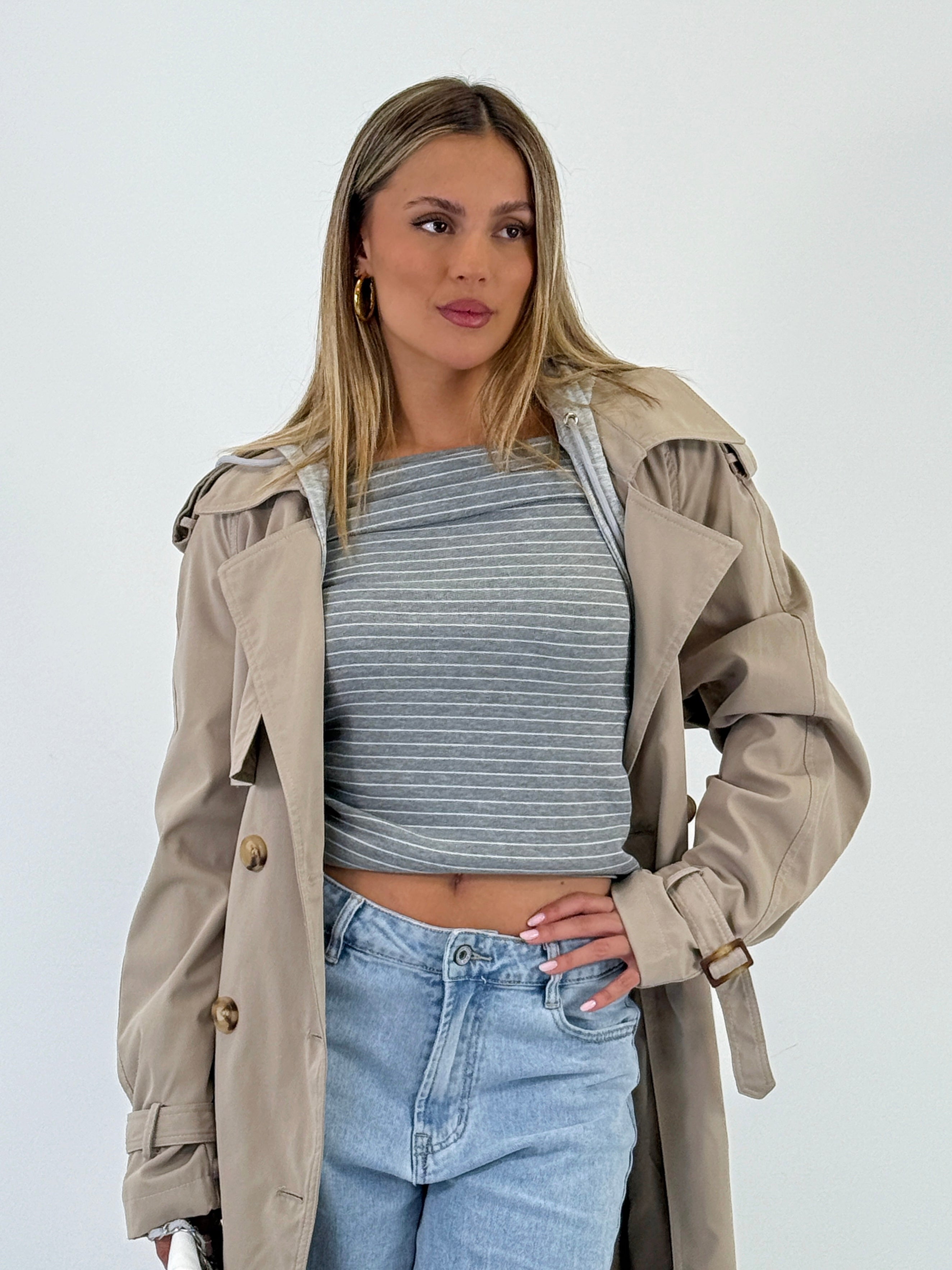 Gabardina trench capucha