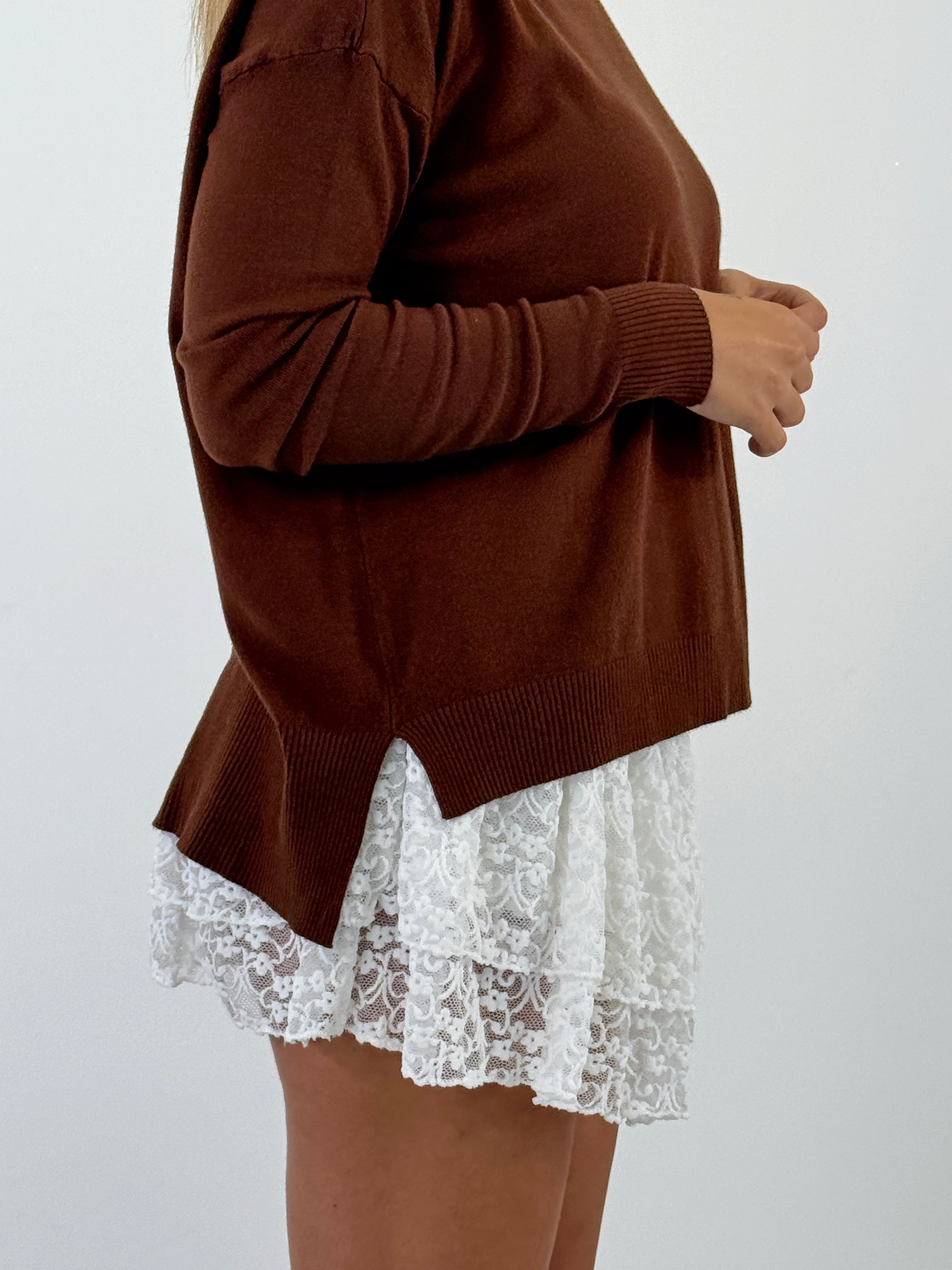 Falda volantes encaje terciopelo