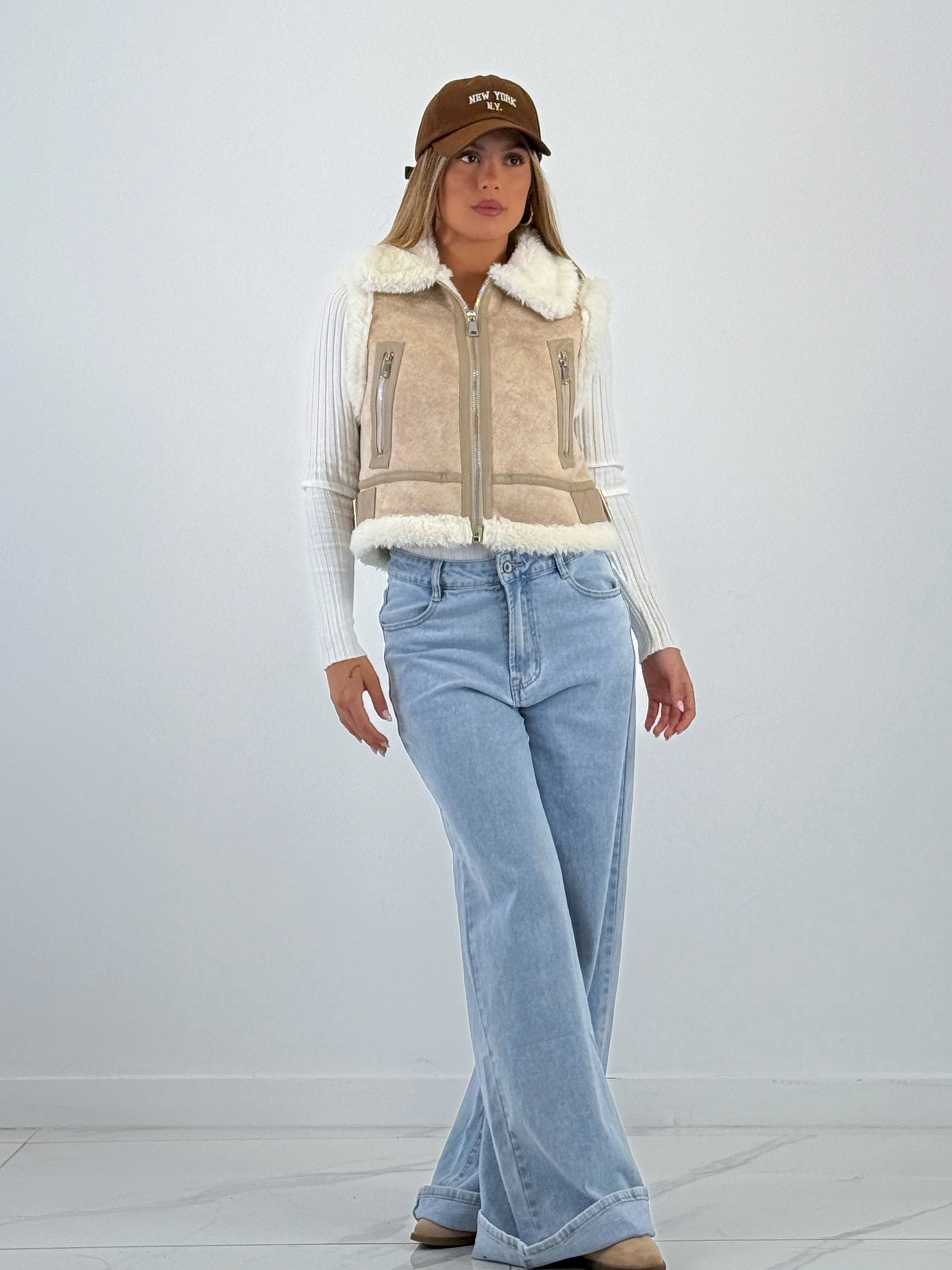 Chaleco cropped doble faz