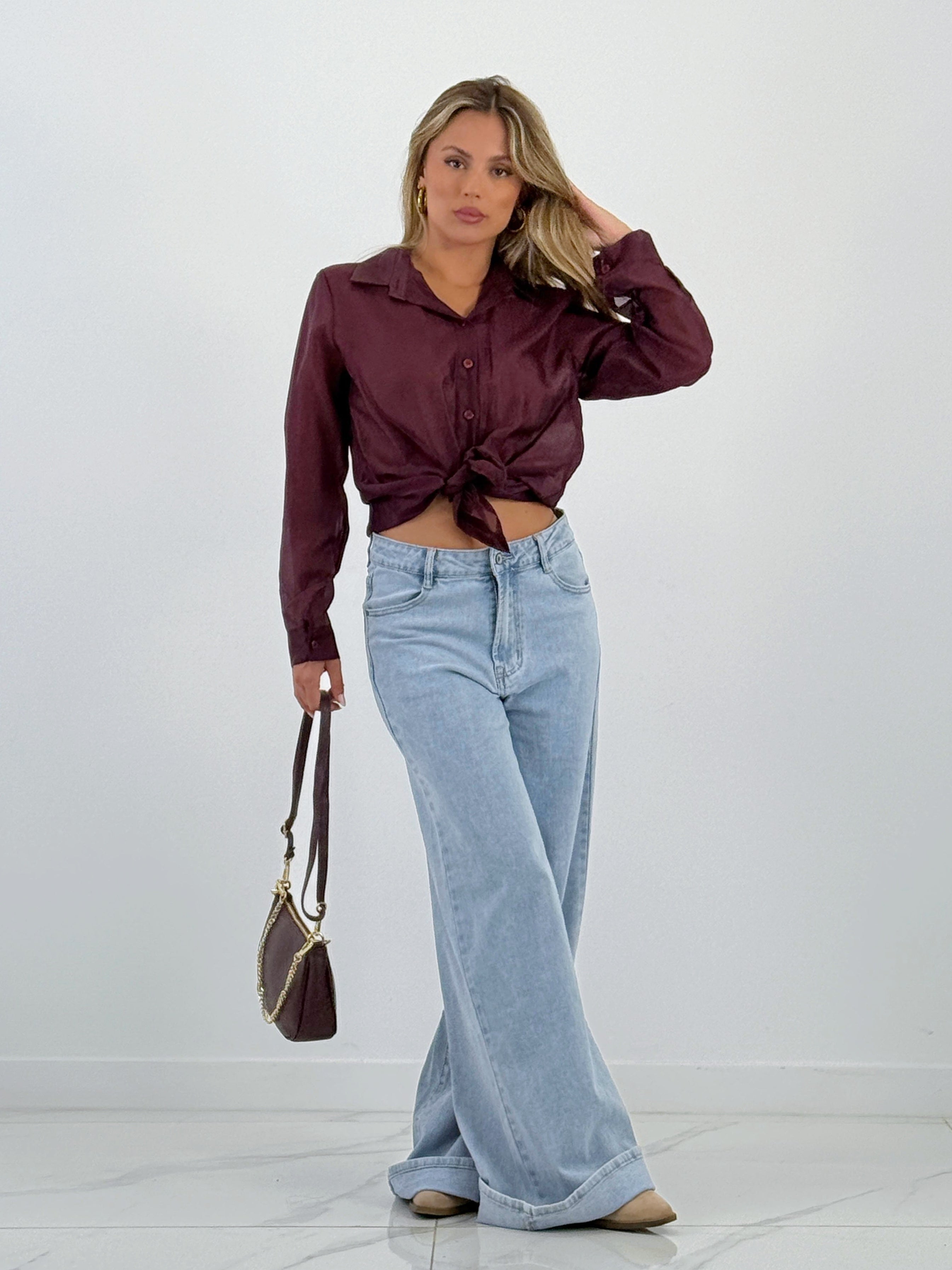 Blusa transparencia nudo