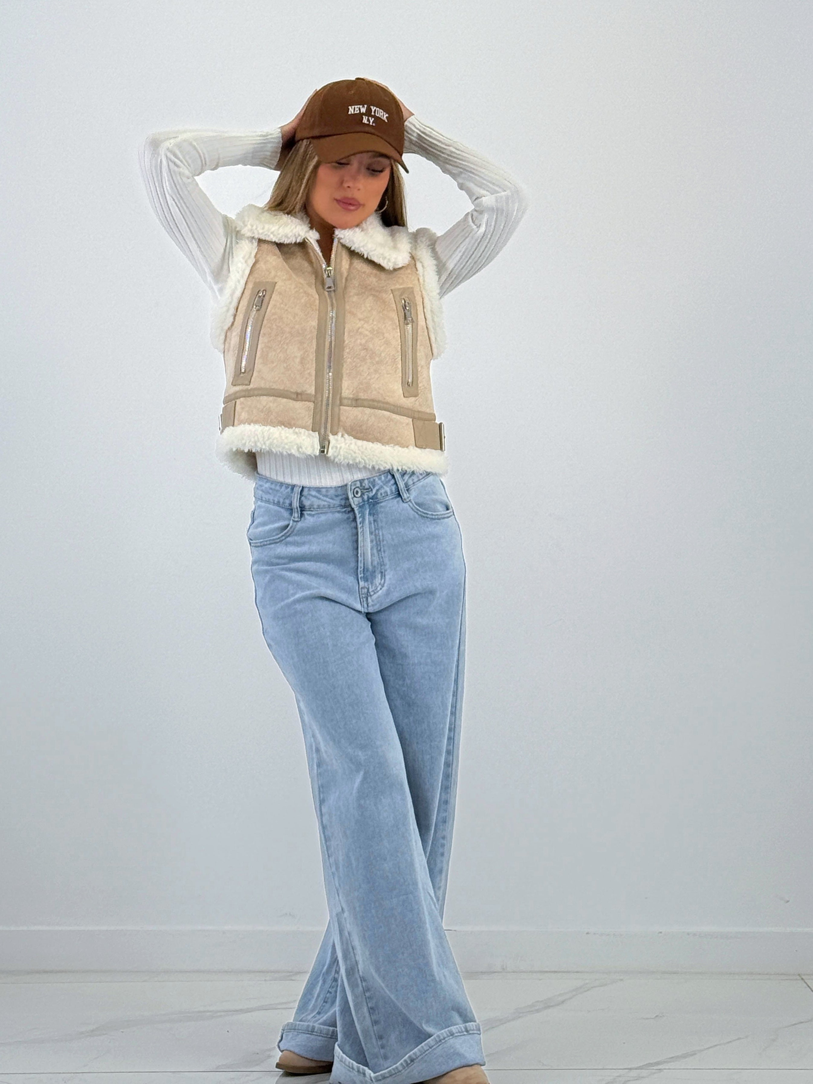 Chaleco cropped doble faz