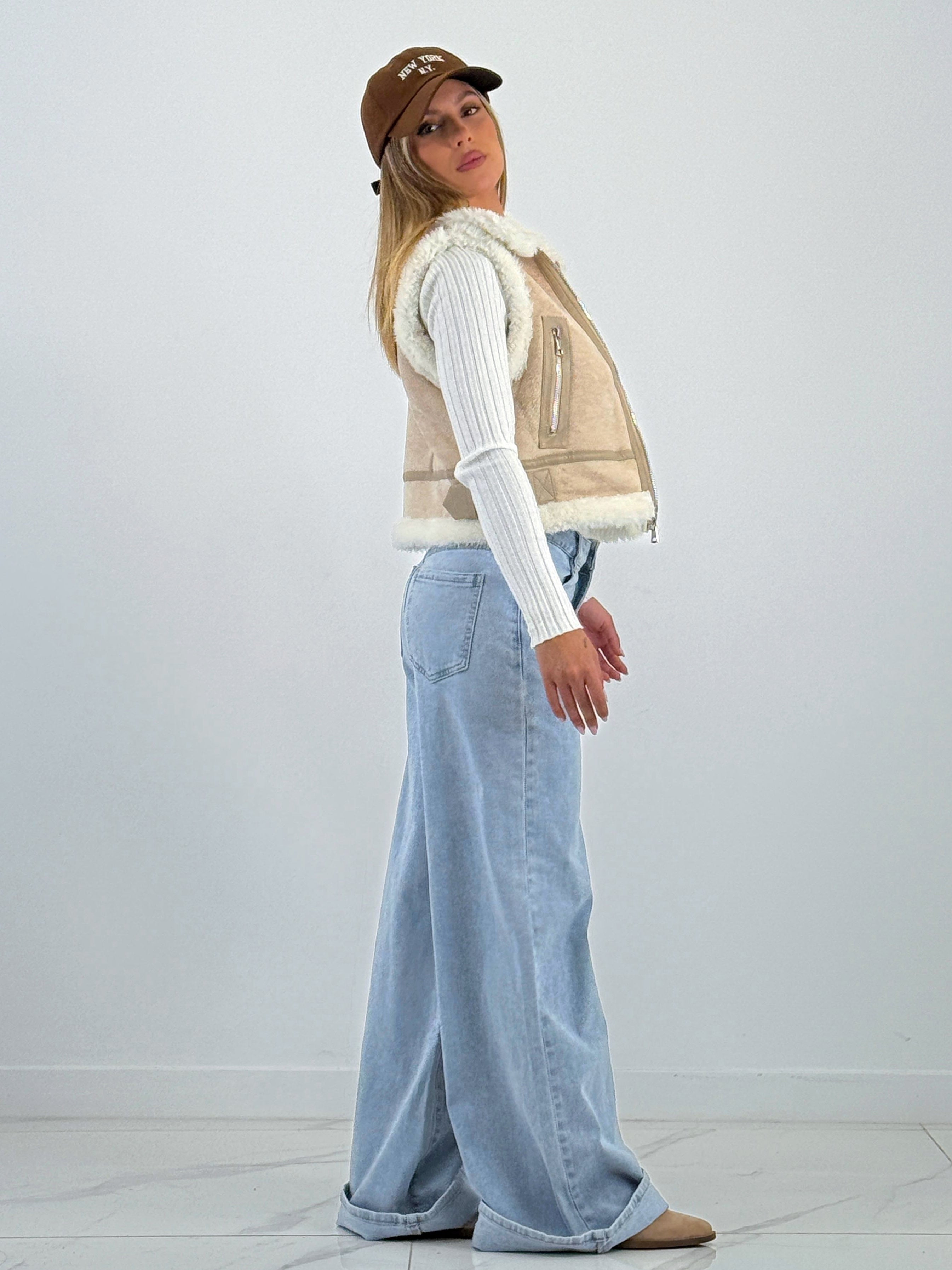 Chaleco cropped doble faz