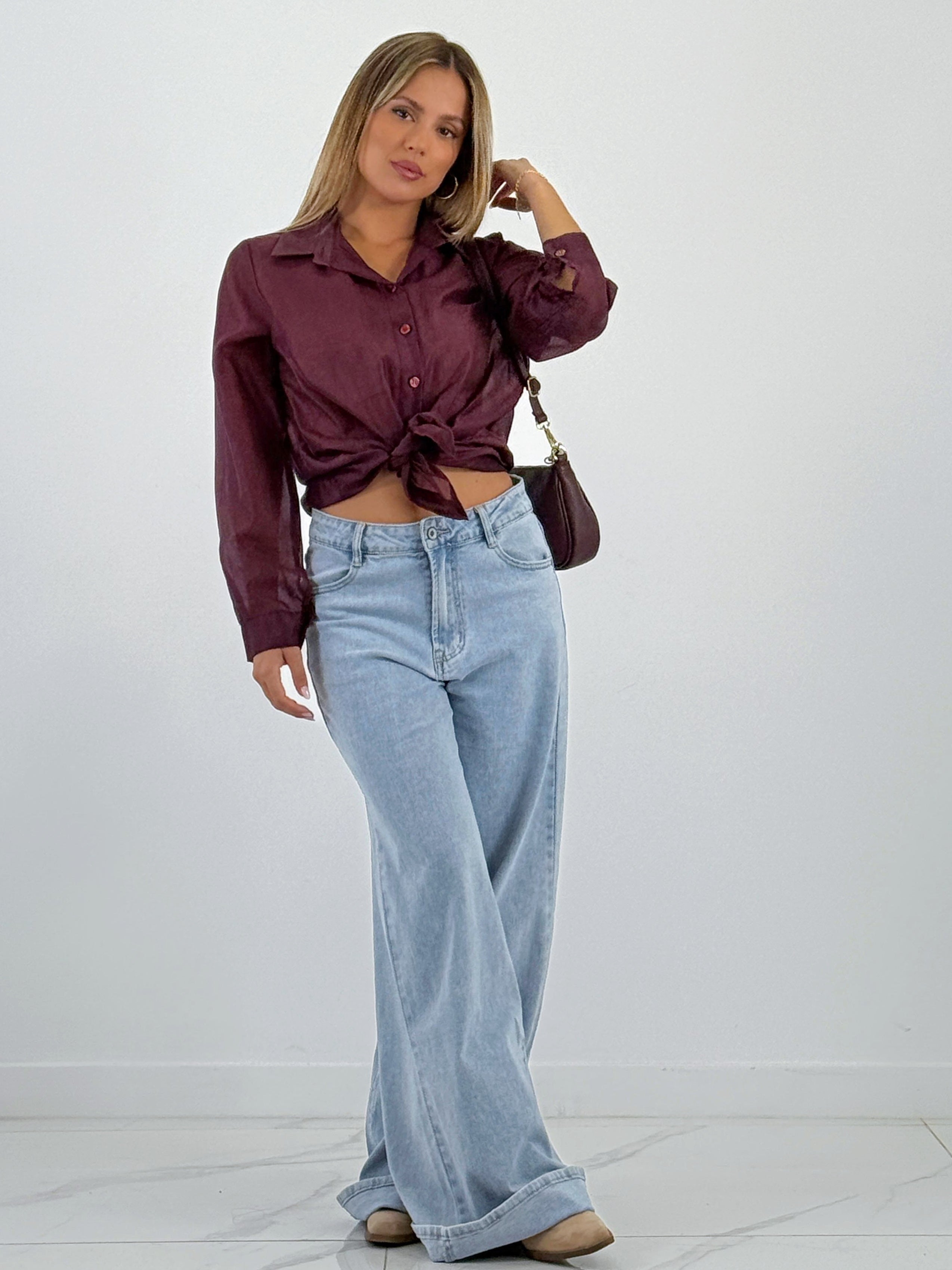 Blusa transparencia nudo