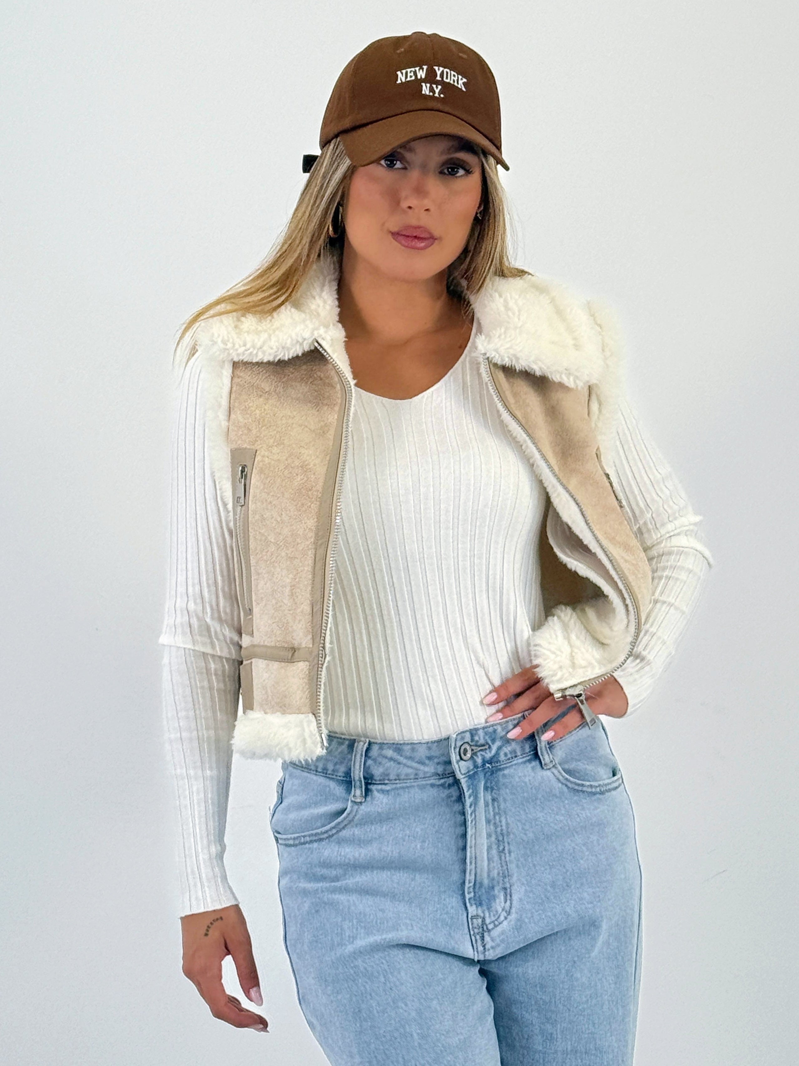 Chaleco cropped doble faz