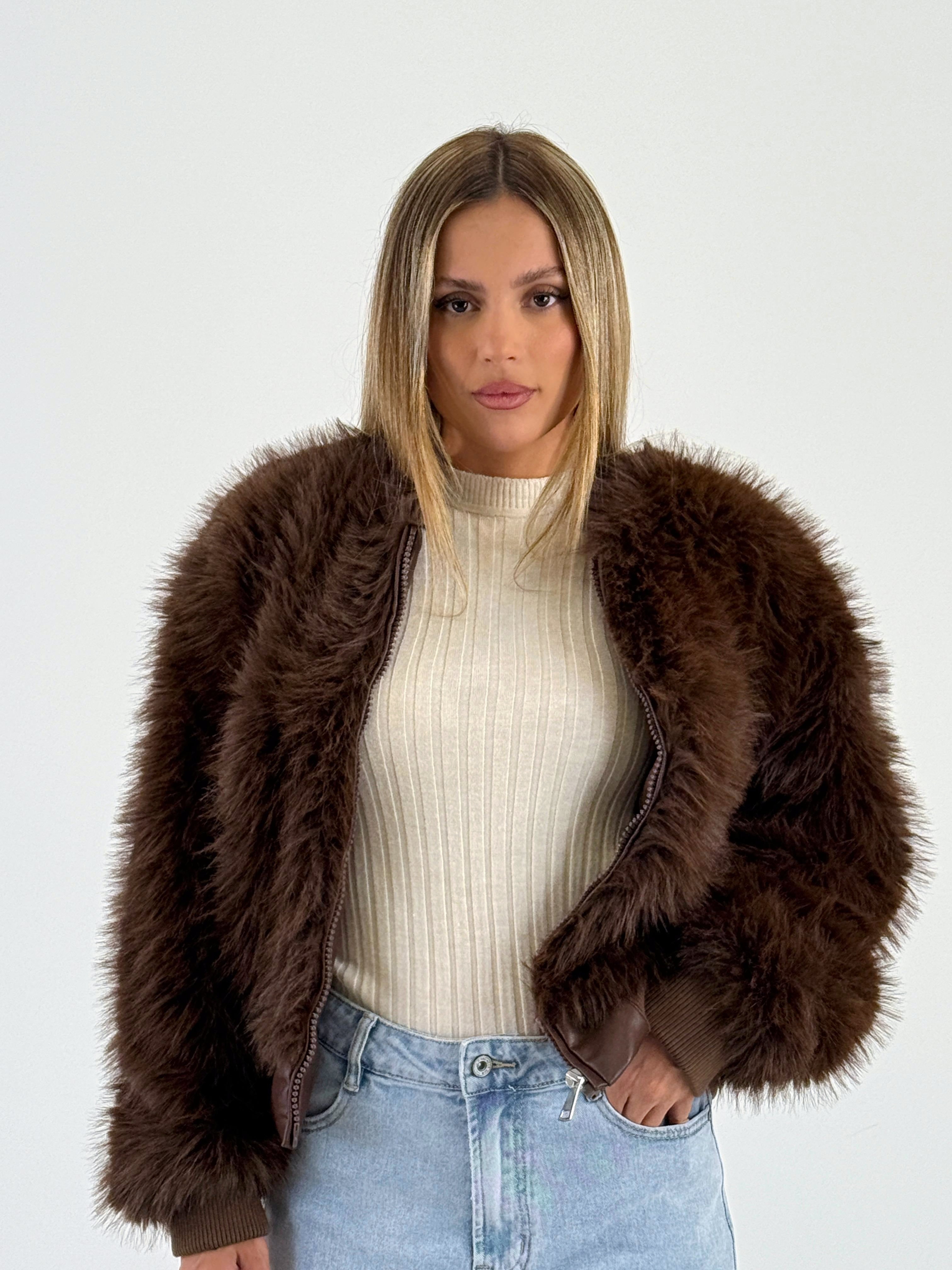 Chaqueta bomber efecto pelo