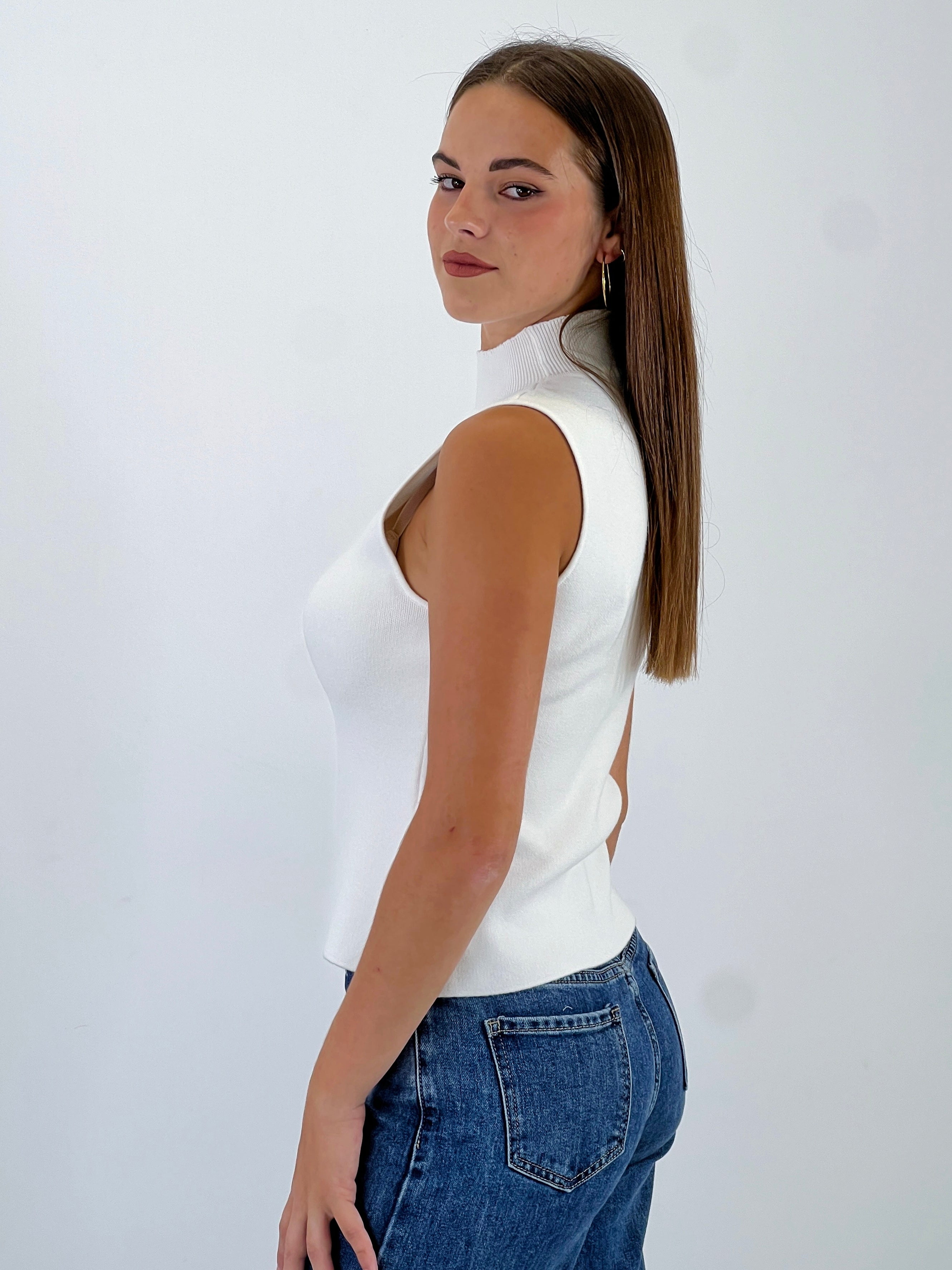 Top cuello subido manga sisa