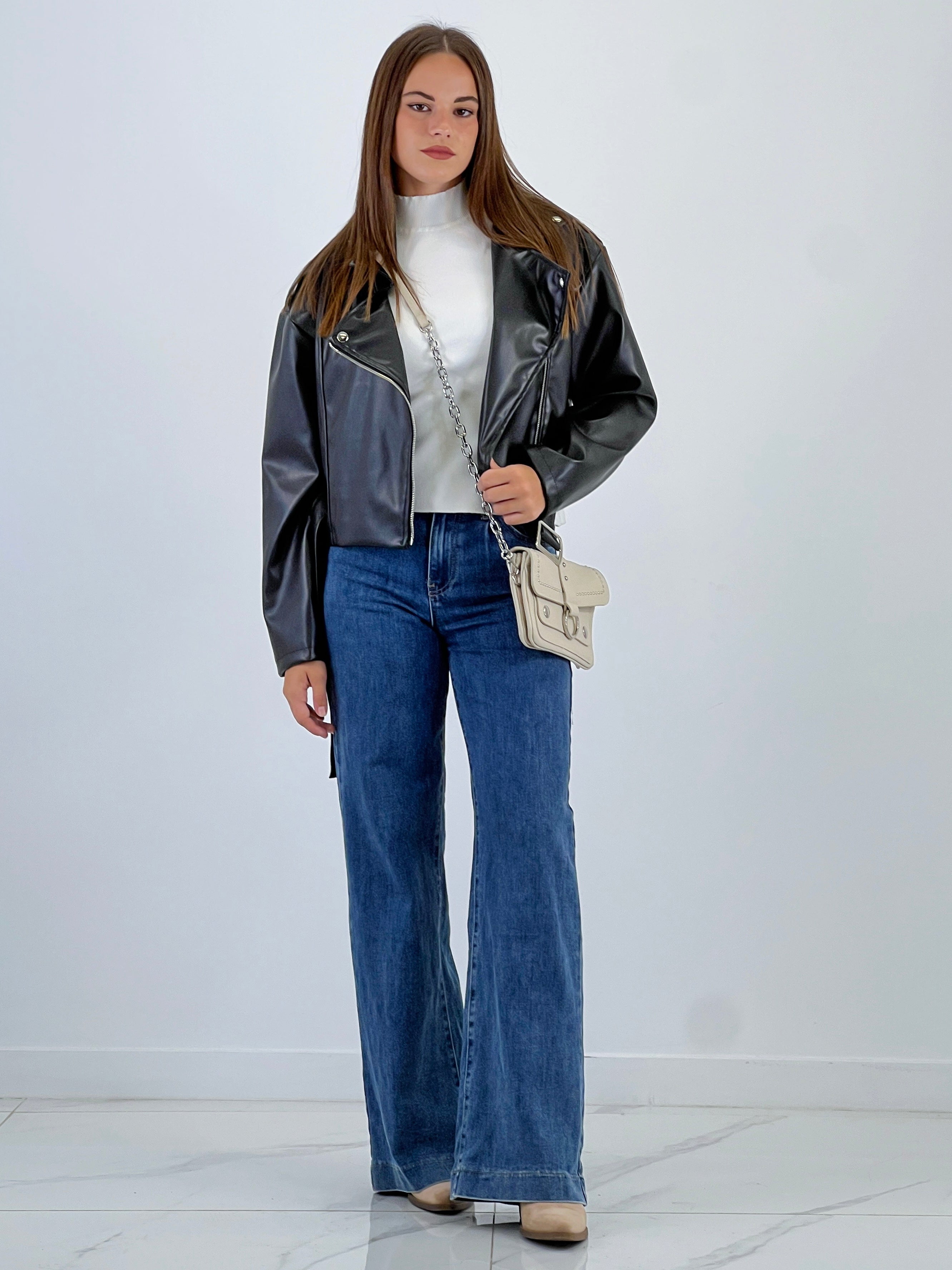 Chaqueta cruzada biker