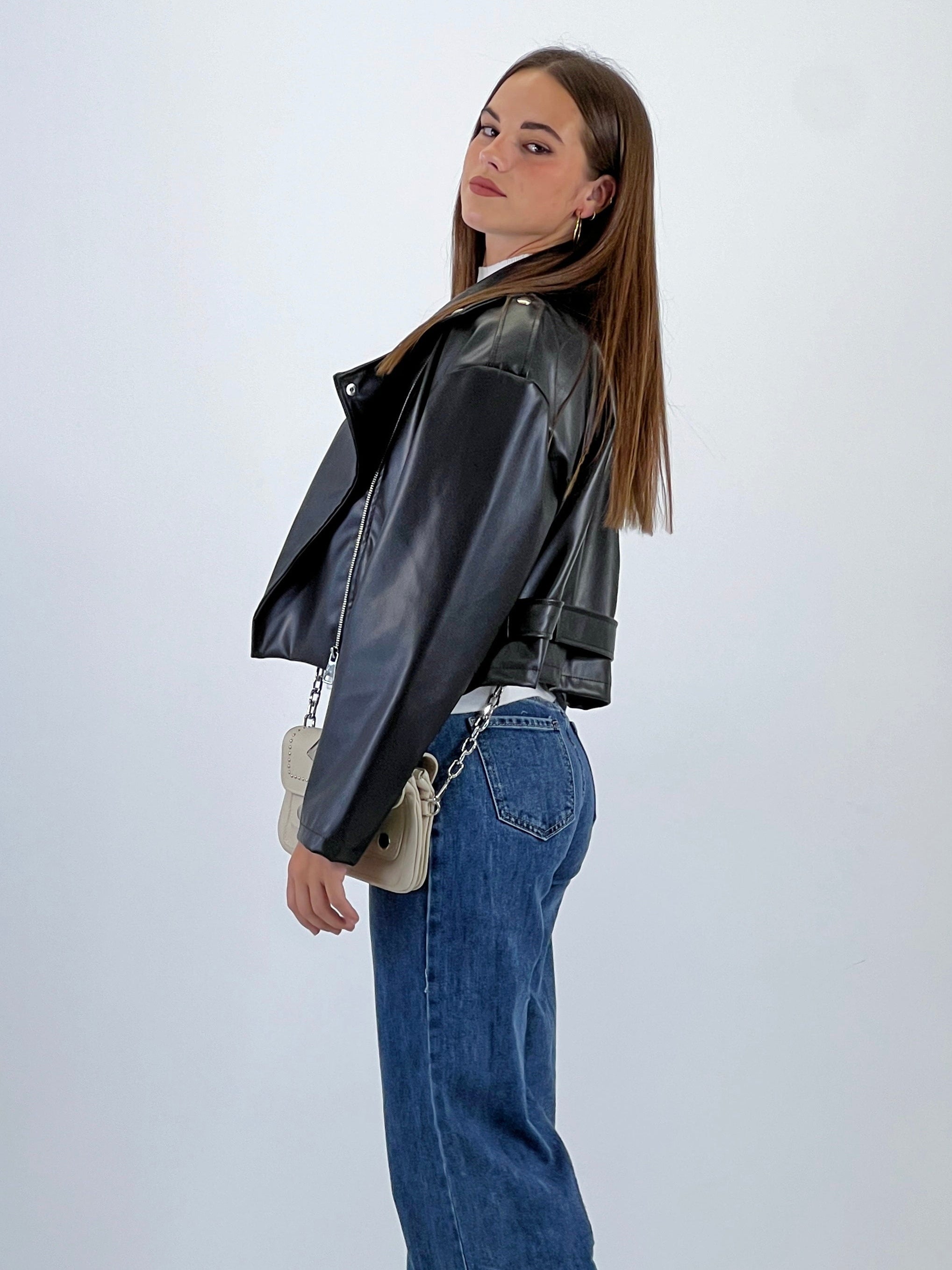 Chaqueta cruzada biker