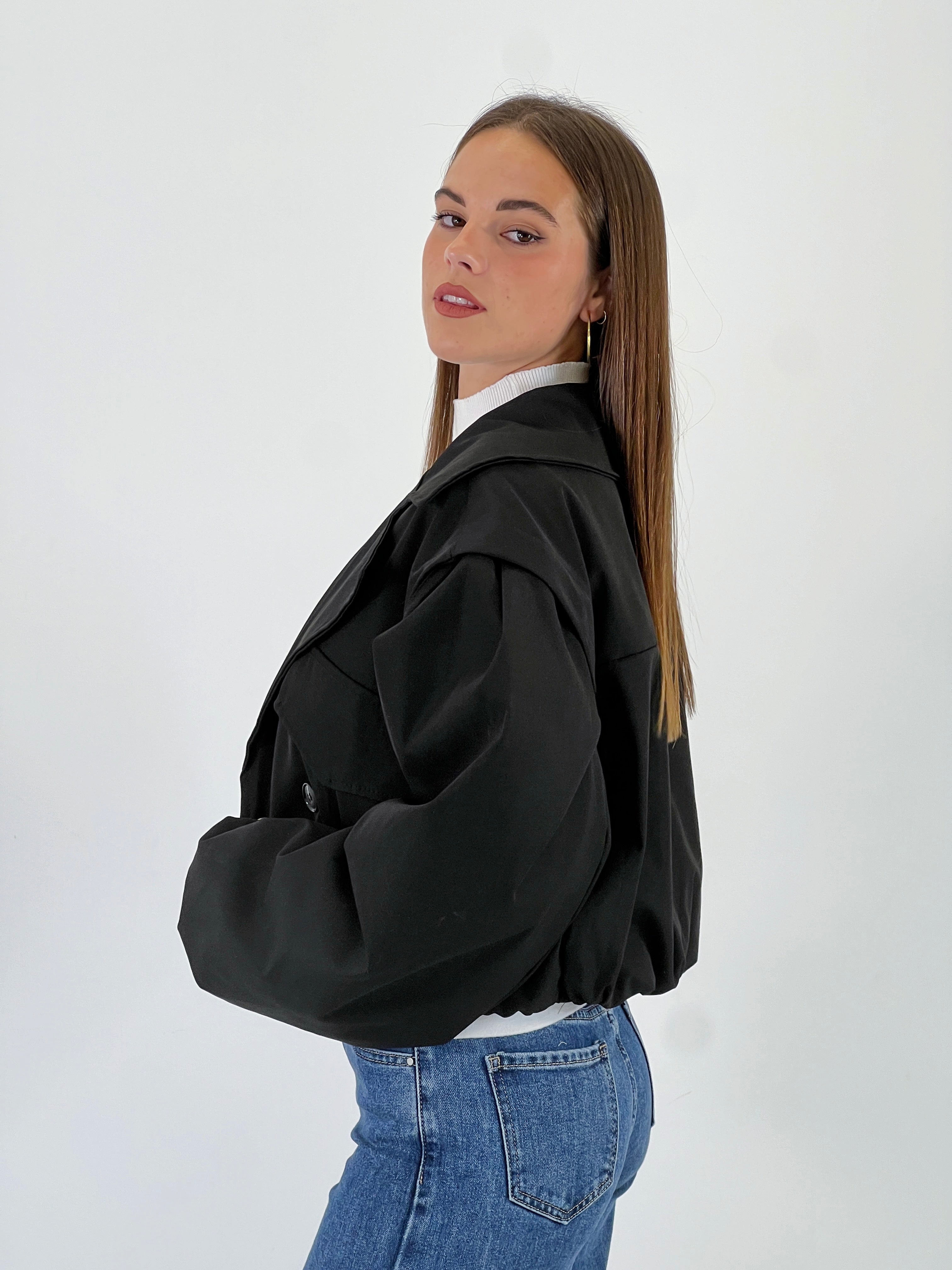 Cazadora cropped oversize