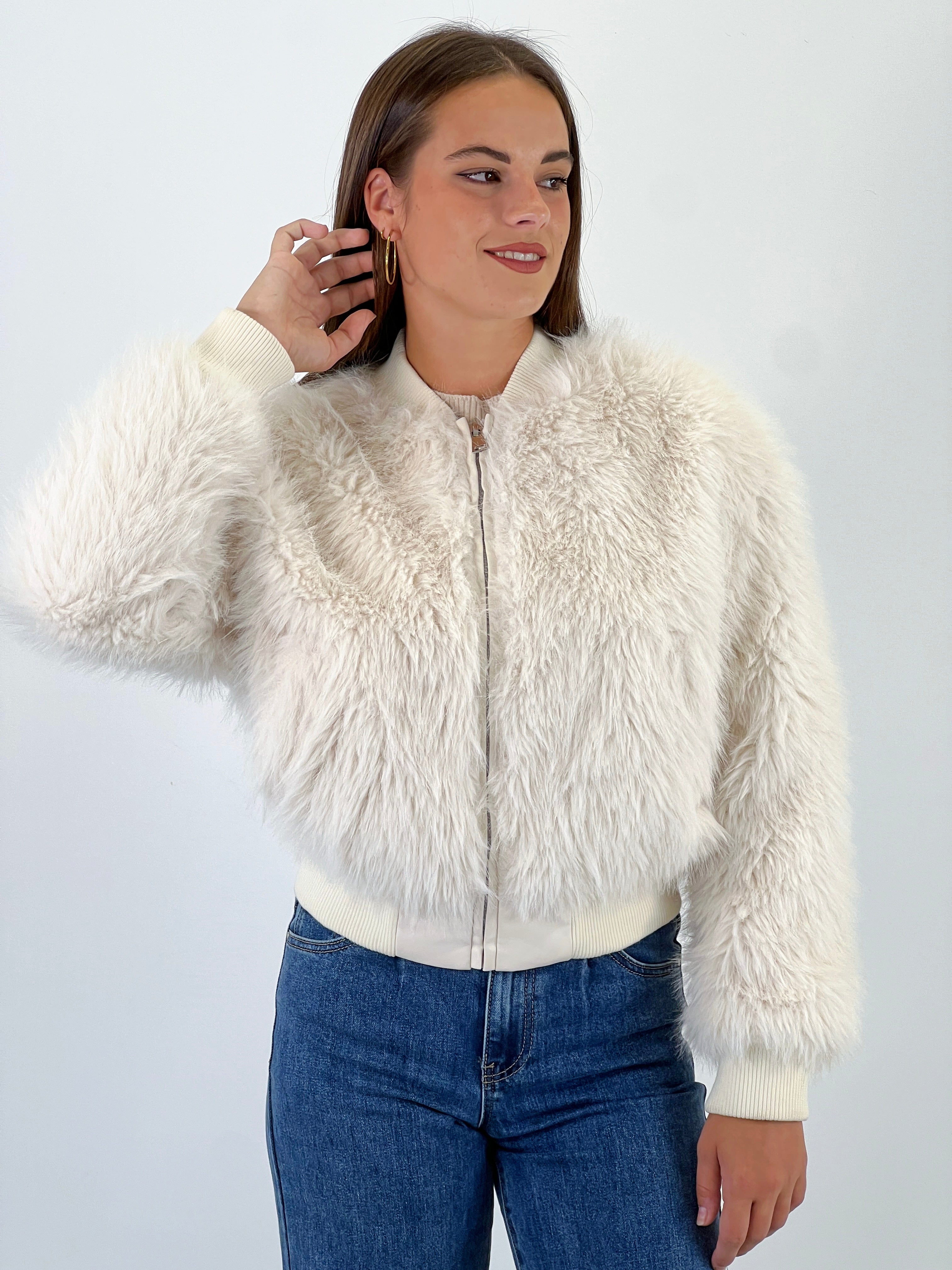 Chaqueta bomber efecto pelo