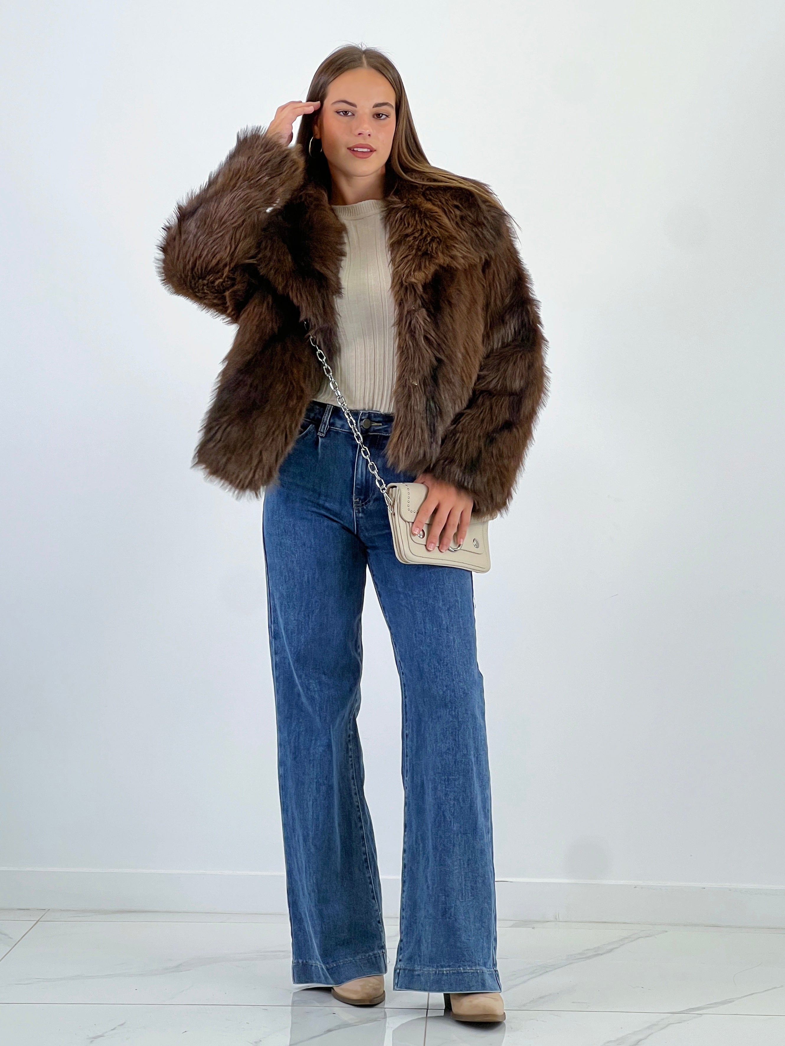 Chaqueta pelo cuello solapa