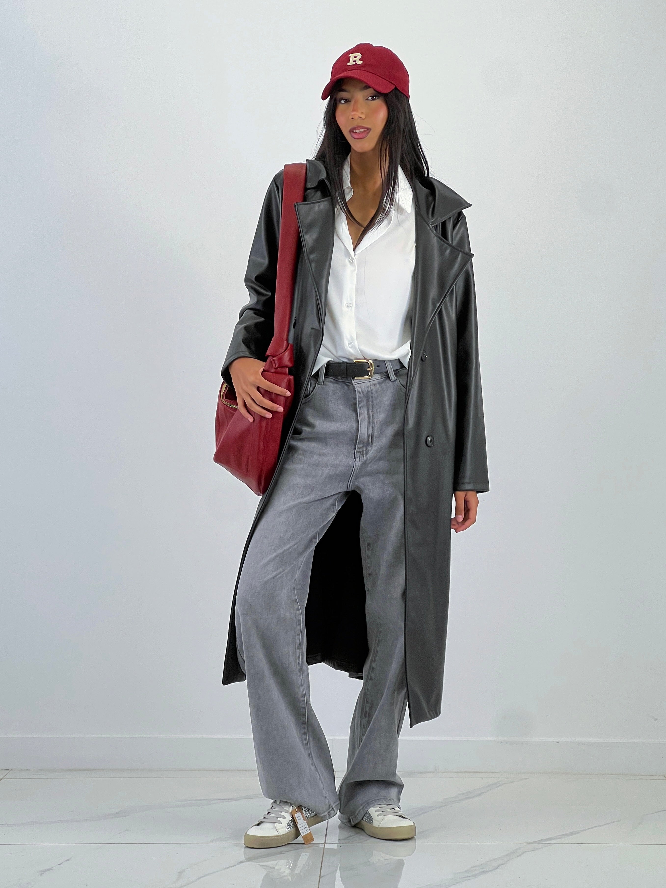 Gabardina efecto piel