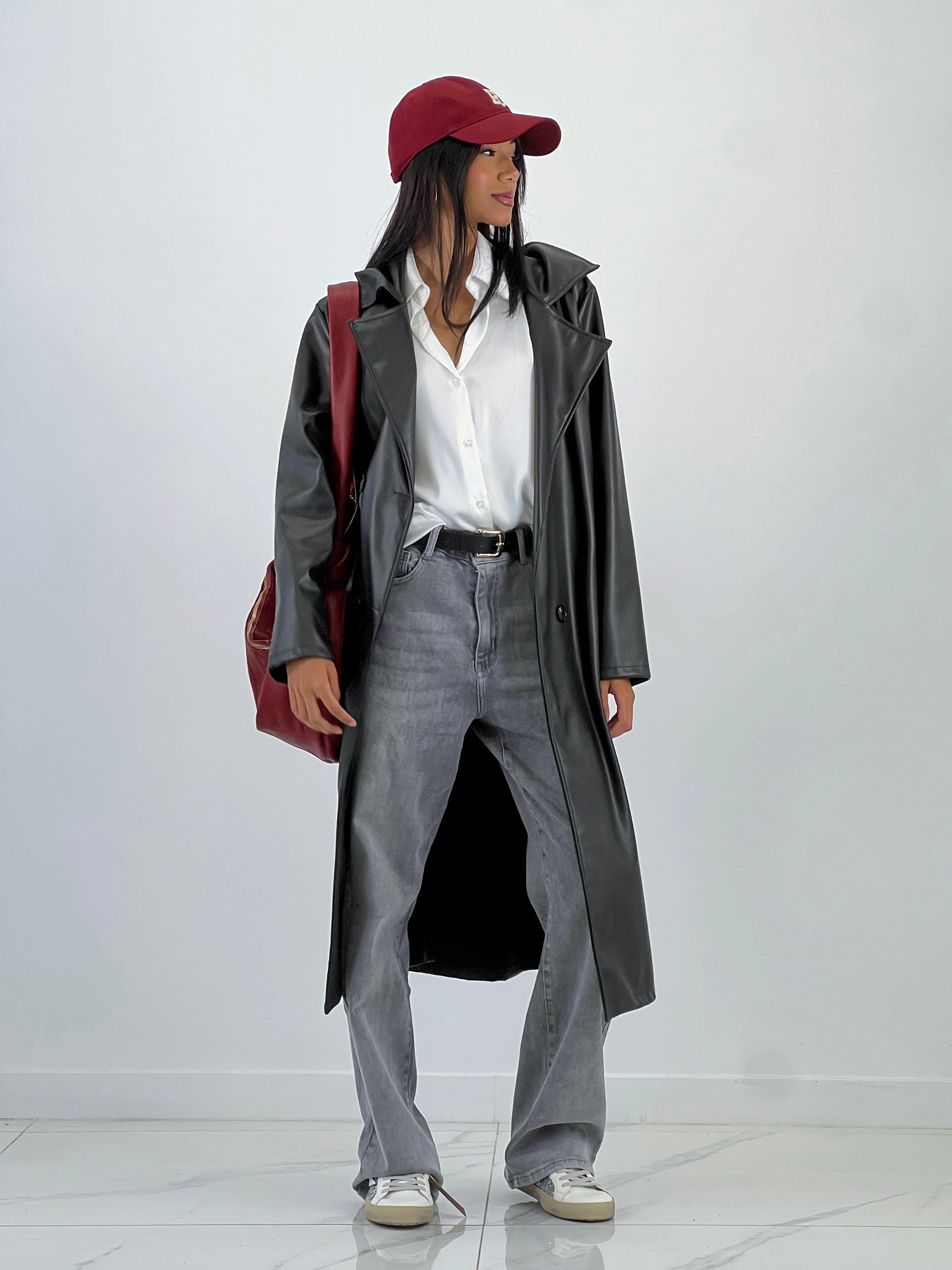 Gabardina efecto piel