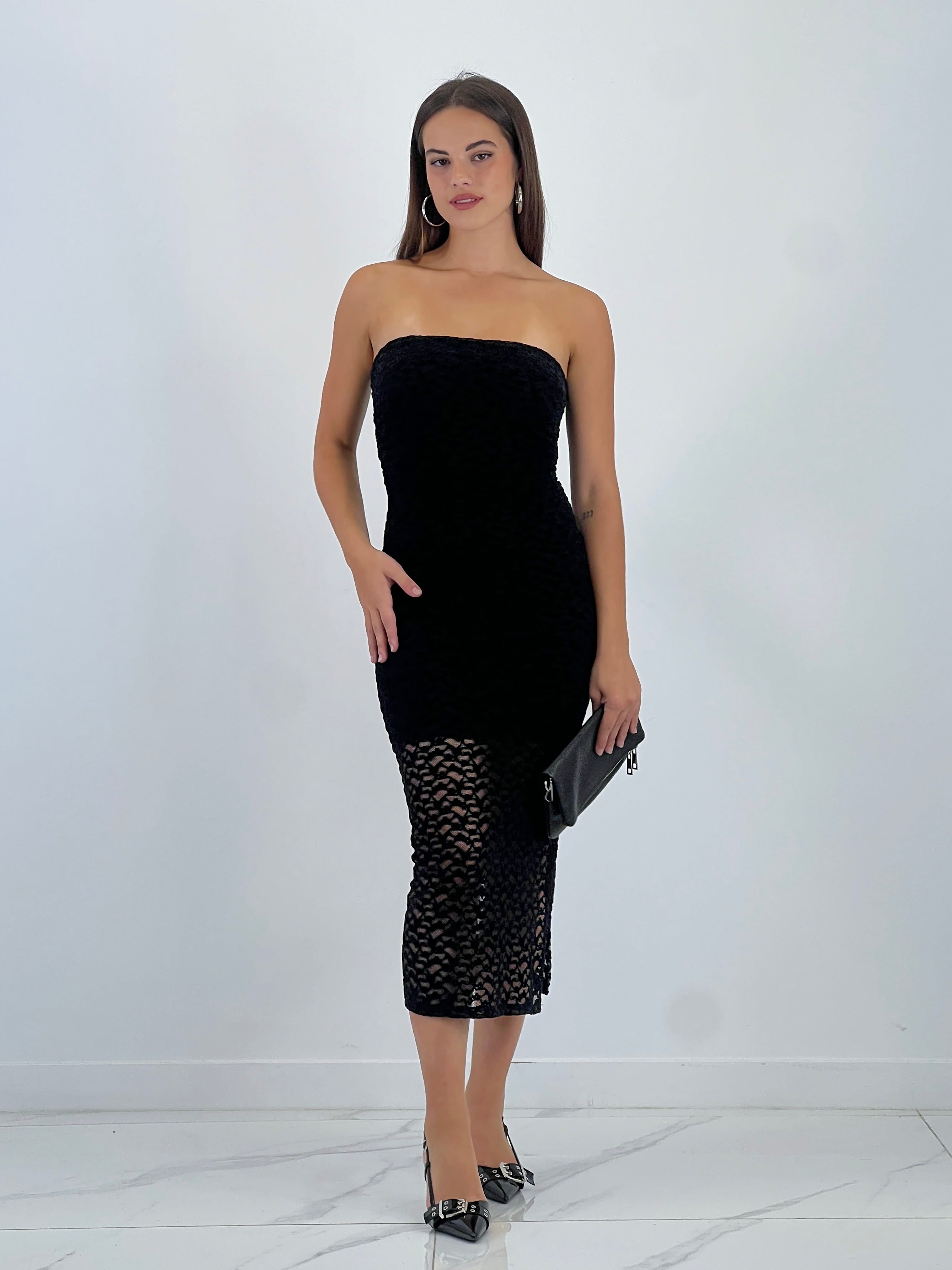 Vestido palabra de honor velvet