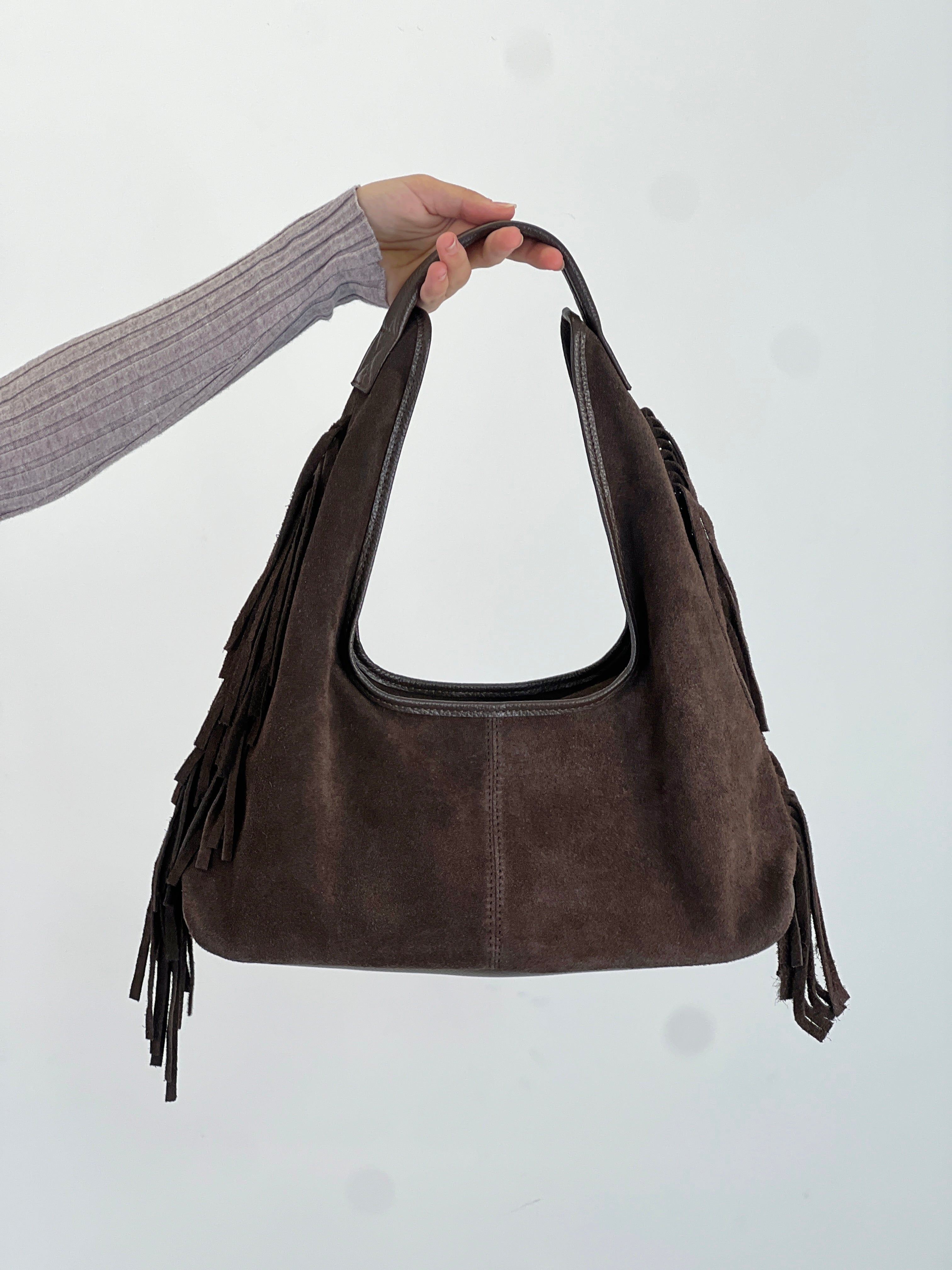 Bolso hobo piel flecos